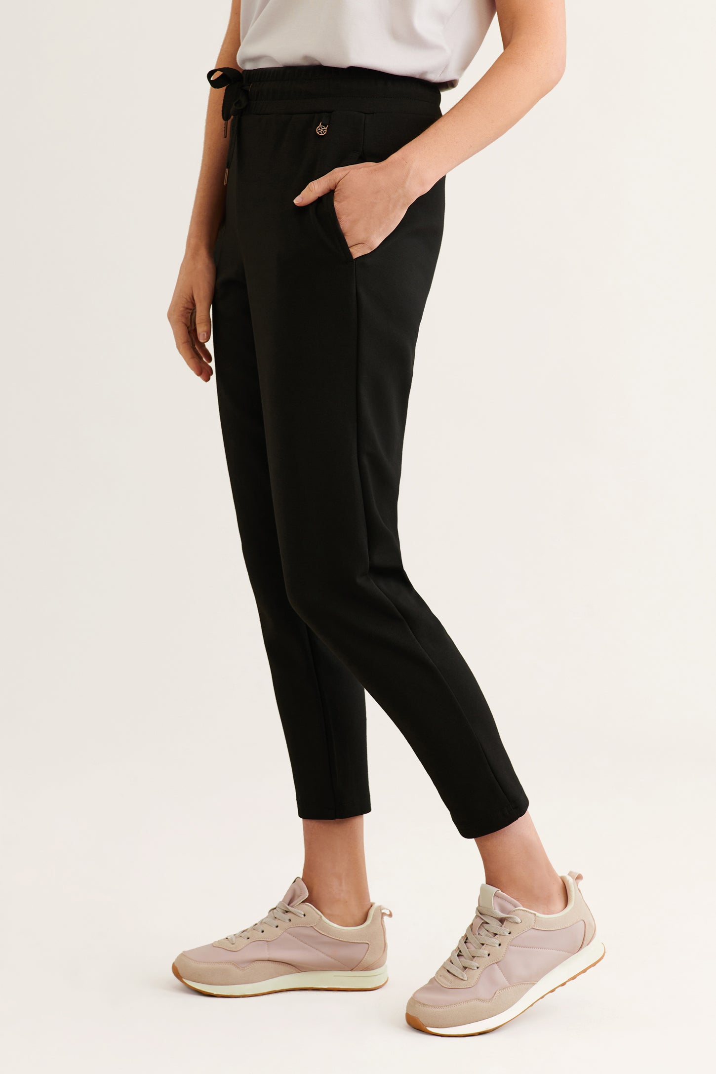 Pantalon jogger taille haute en modal - Femme && NOIR