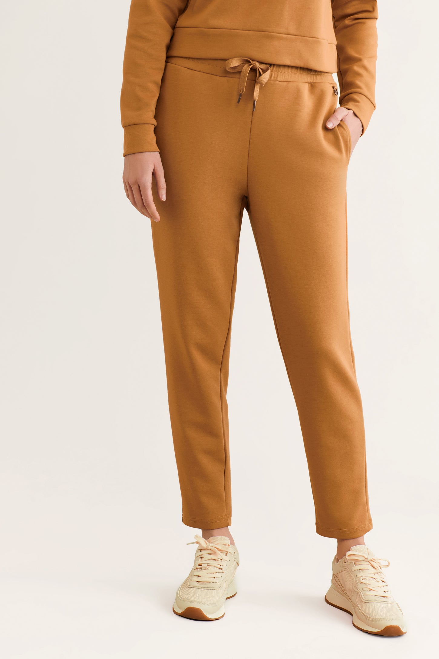 Pantalon jogger taille haute en modal - Femme && BEIGE