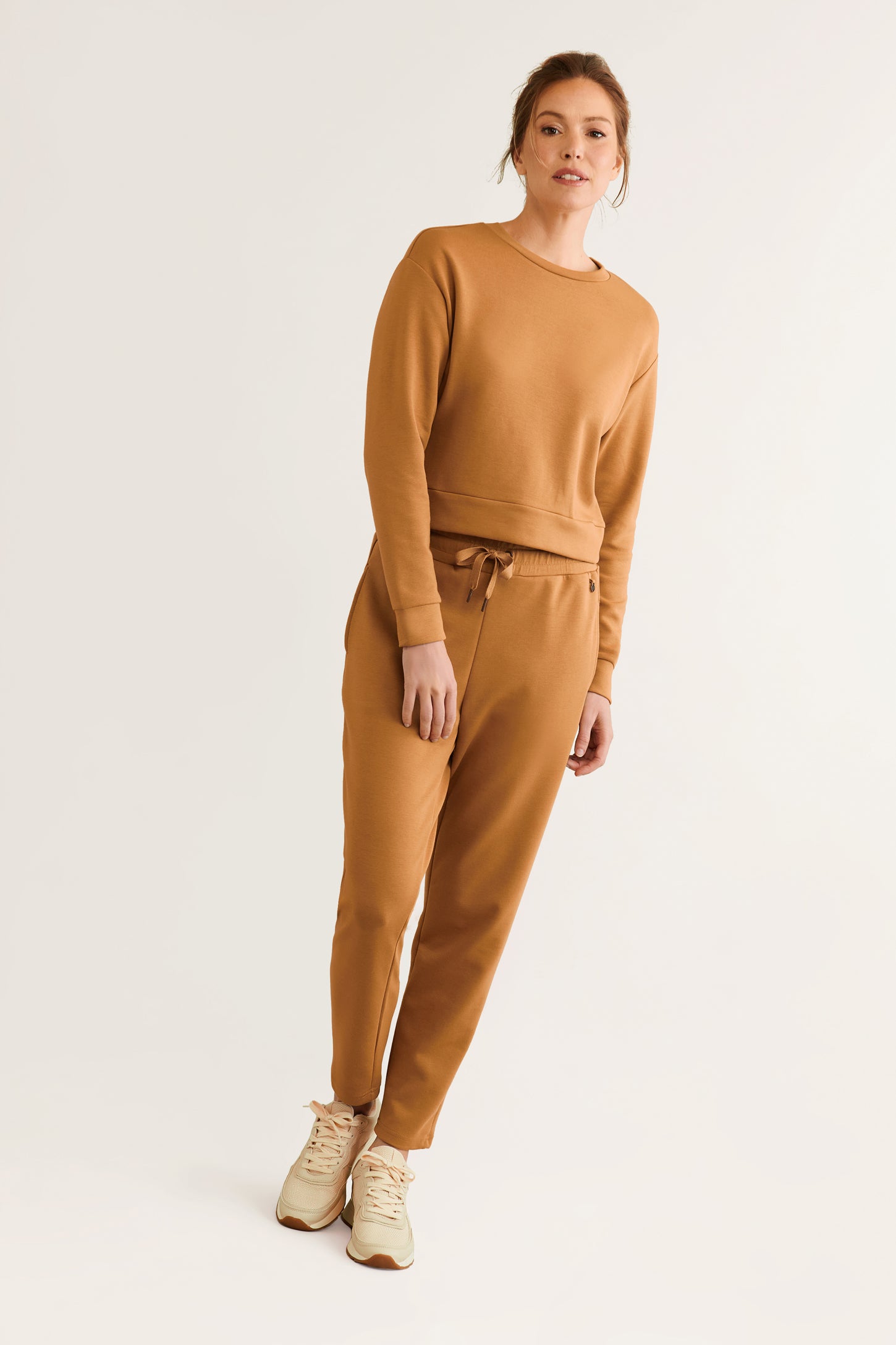 Pantalon jogger taille haute en modal - Femme && BEIGE