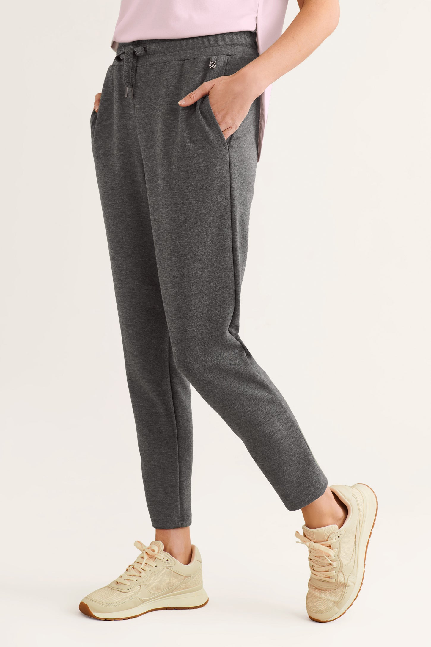 Pantalon jogger taille haute en modal - Femme && GRIS FONCE