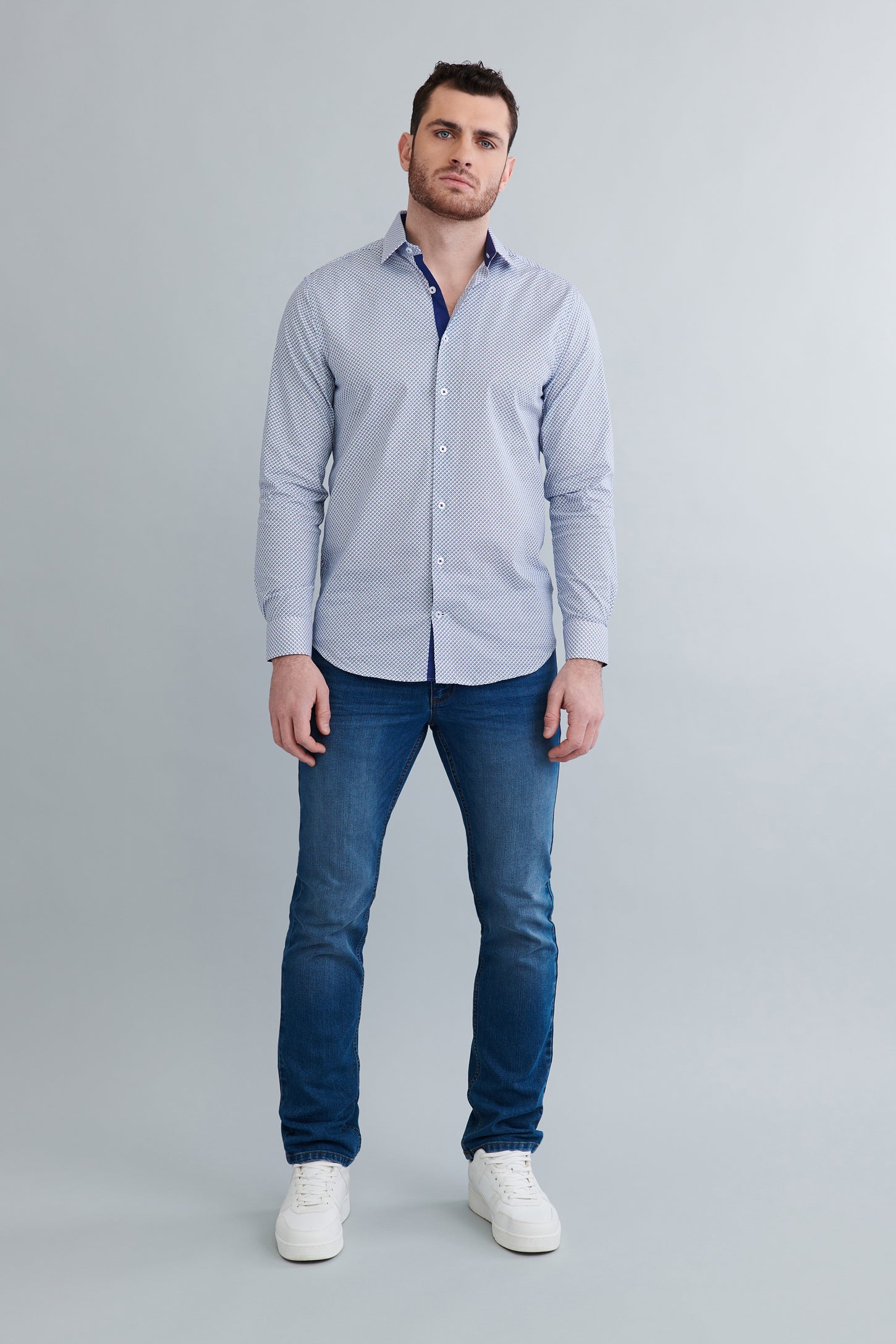 Chemise coupe semi-ajustée en coton - Homme && NOIR