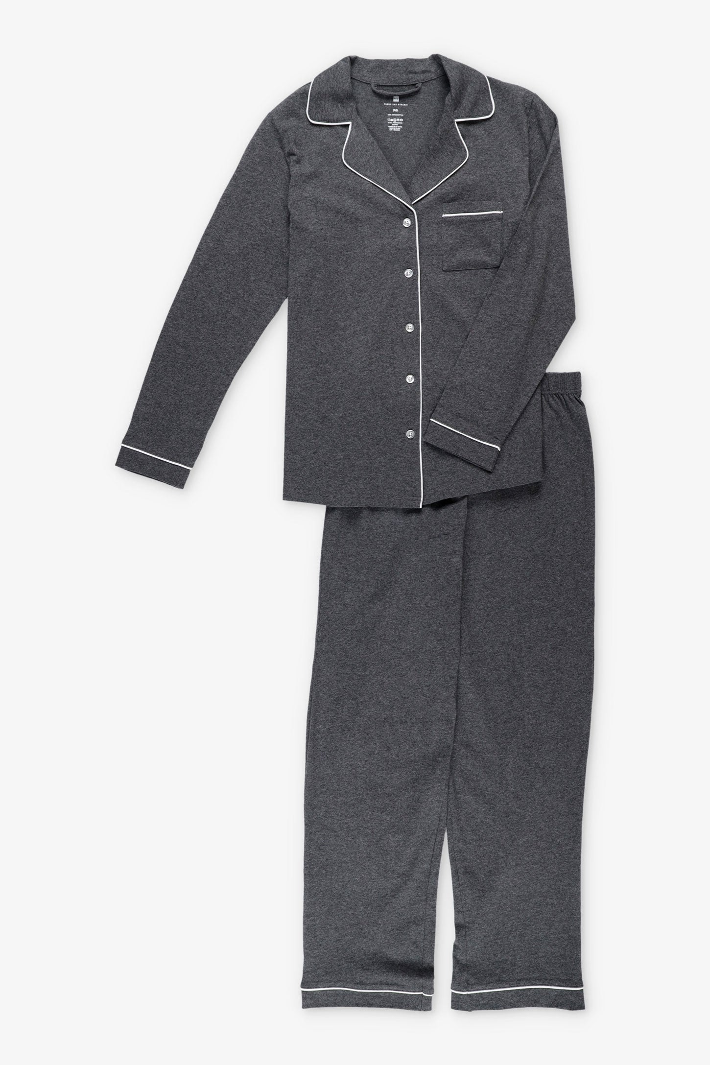 Pyjama 2-pièces chemise et pantalon coton - Femme && CHARBON MIXTE