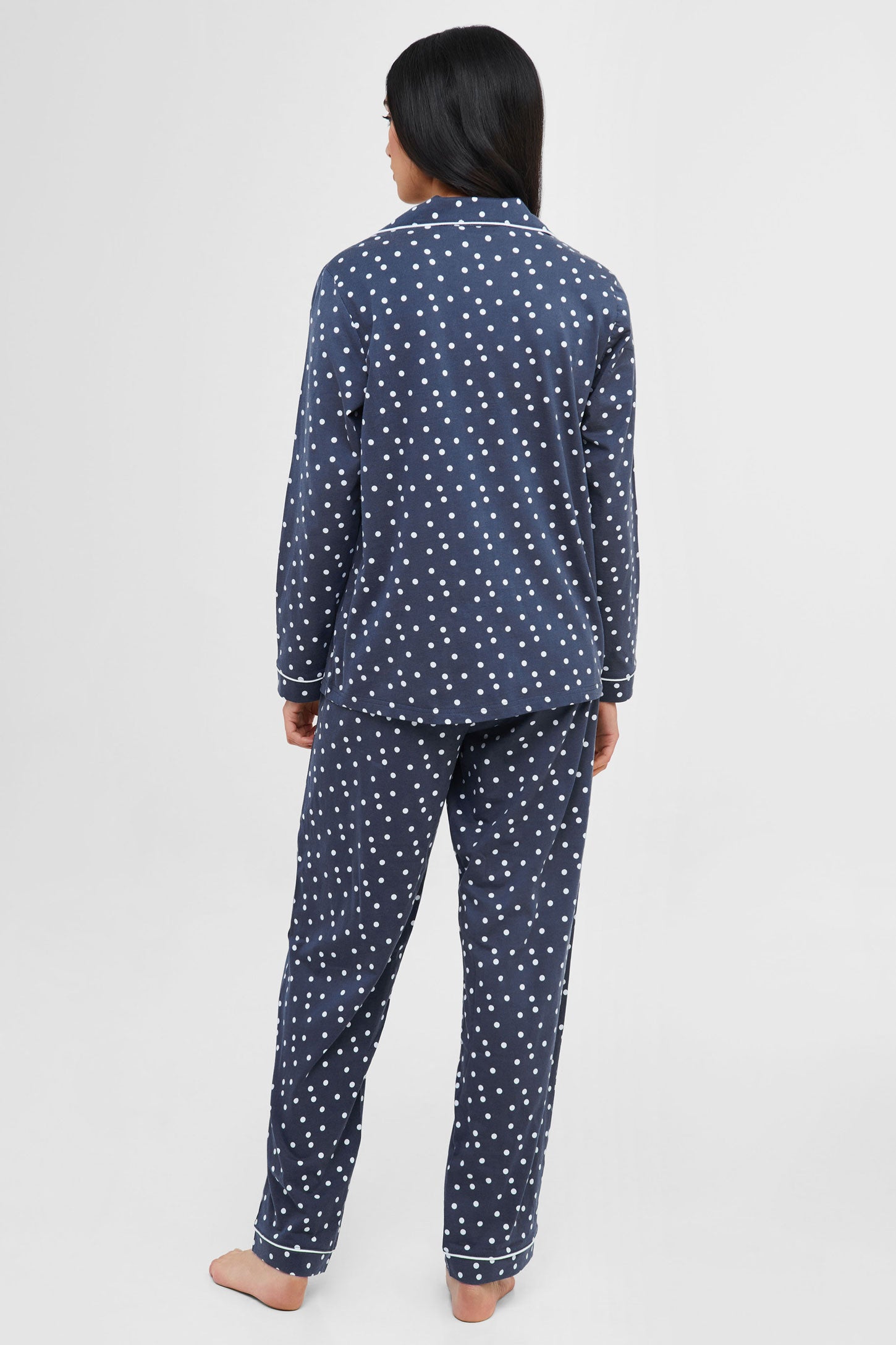 Pyjama 2-pièces chemise et pantalon coton - Femme && BLEU