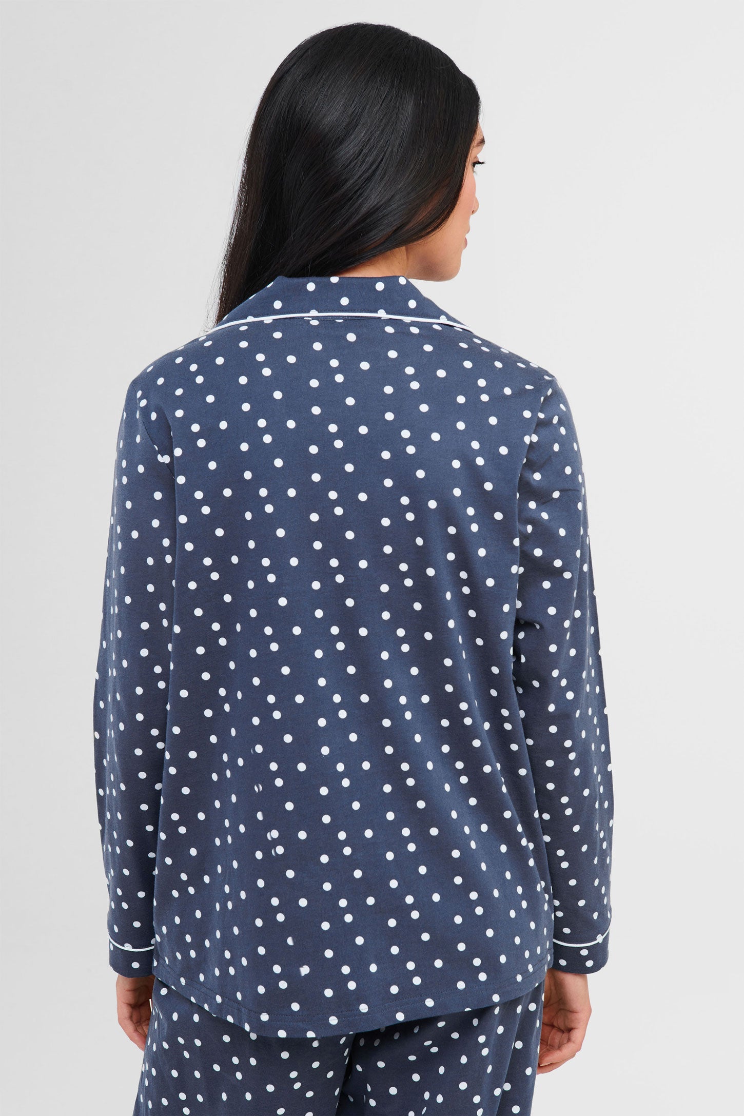 Pyjama 2-pièces chemise et pantalon coton - Femme && BLEU