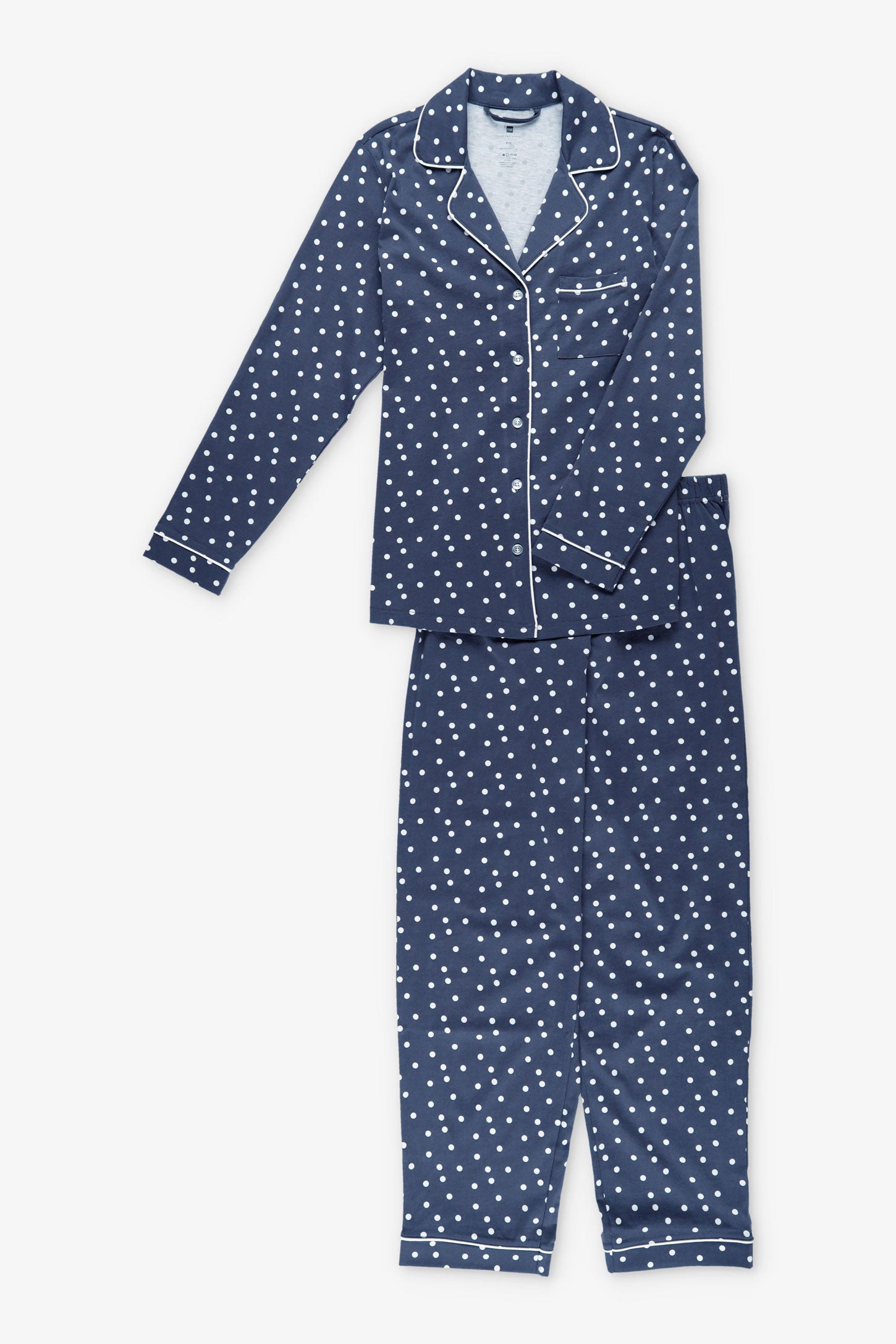 Pyjama 2-pièces chemise et pantalon coton - Femme && BLEU
