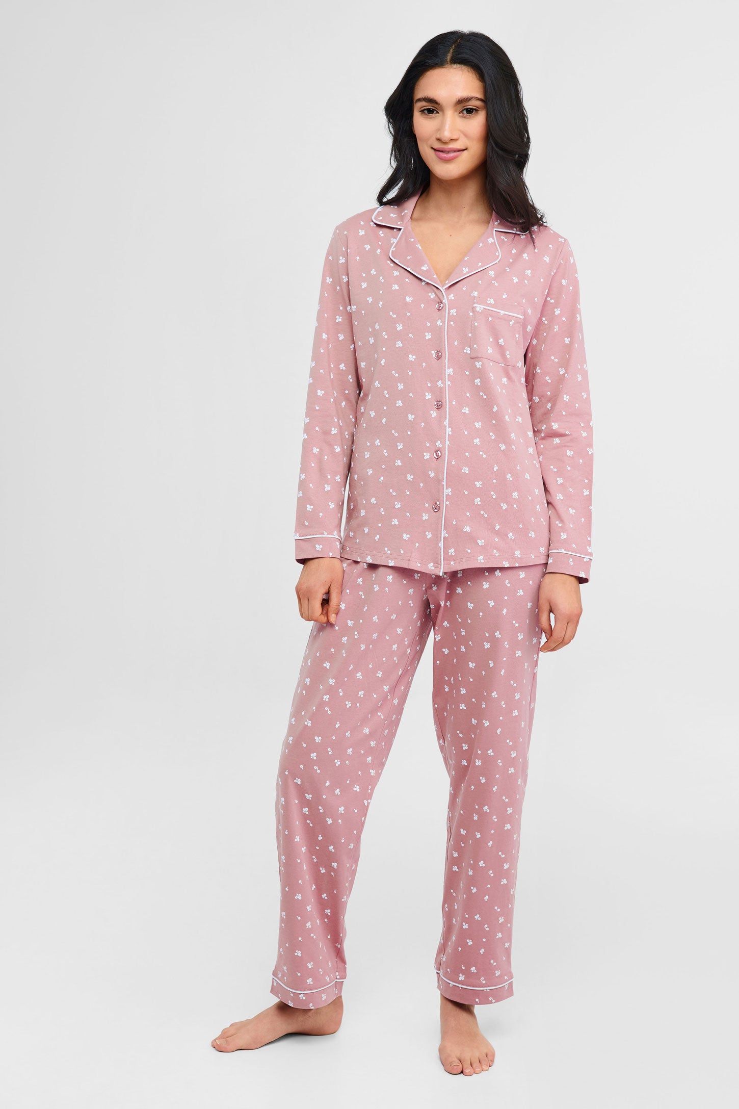 Pyjama Femme Micropolaire - Haut Manches Longues & Pantalon | Confort Maison, Hiver, Rayé - 3