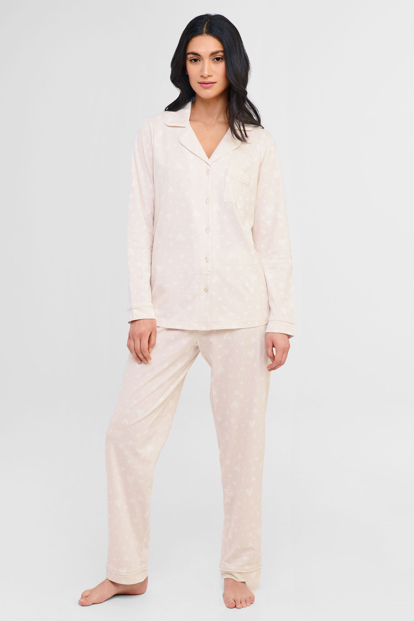 Pyjama 2-pièces chemise et pantalon coton - Femme && COEUR