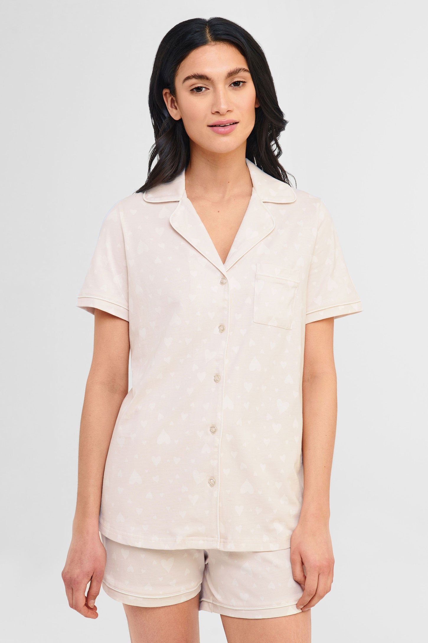 Pyjama 2-pièces chemise et short coton Femme Aubainerie