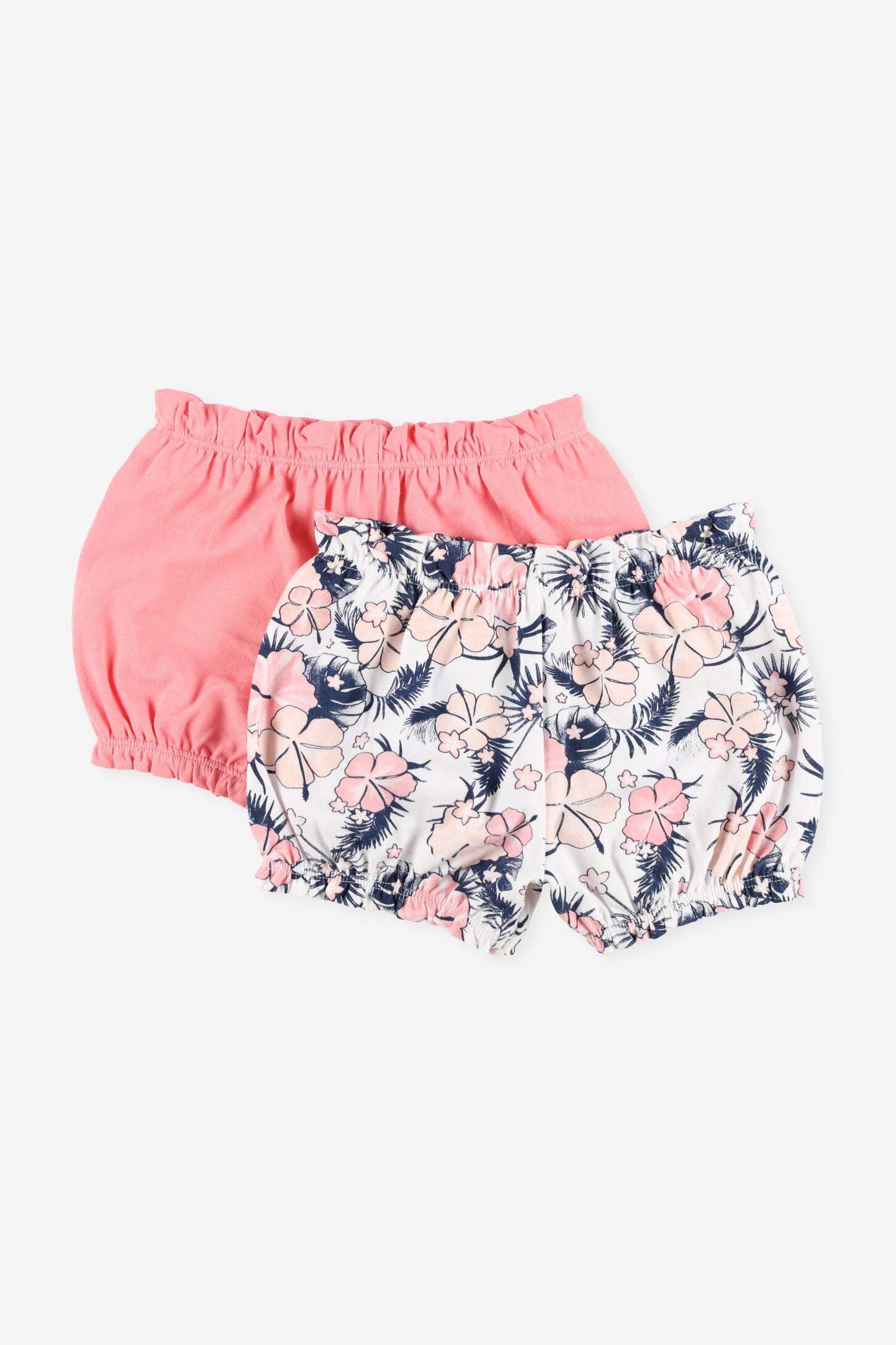 Prix pop, Lot de 2 shorts ballon en coton - Bébé fille && BLANC MULTI