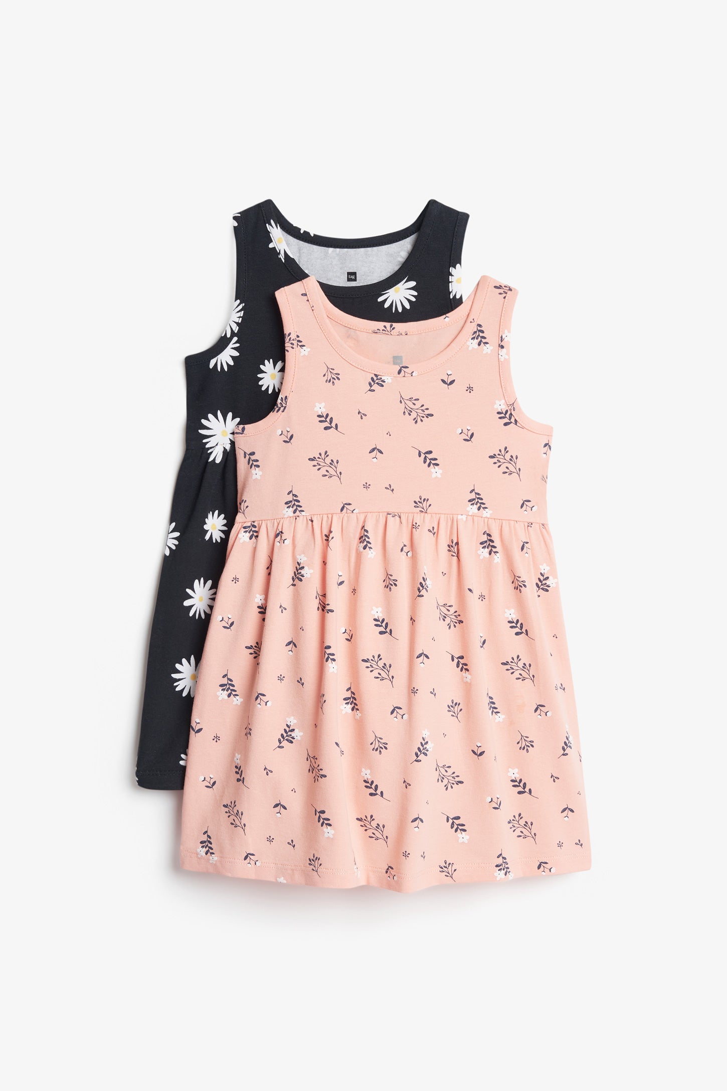 Prix pop, Lot de 2 robes en coton, 2T-3T - Bébé fille && NOIR/MULTI
