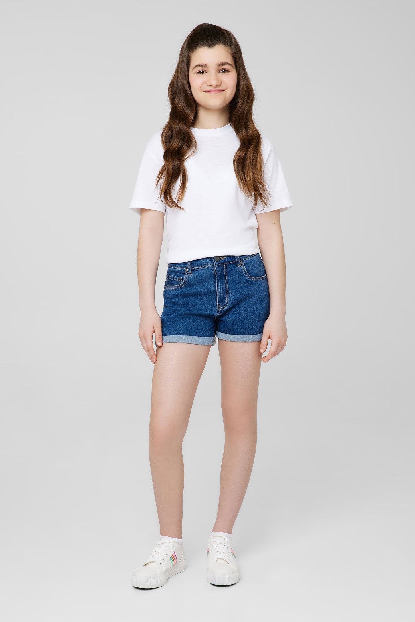 Short 5 poches en jeans - Ado fille && BLEU MOYEN