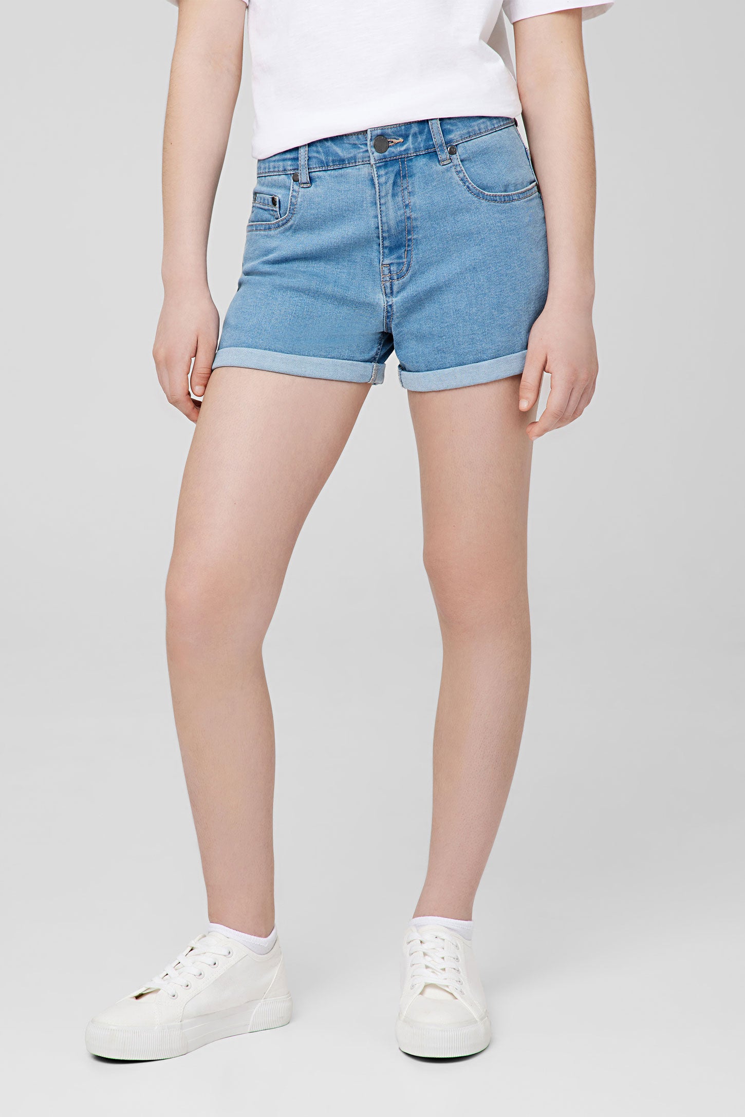 Short 5 poches en jeans - Ado fille && BLEU CLAIR