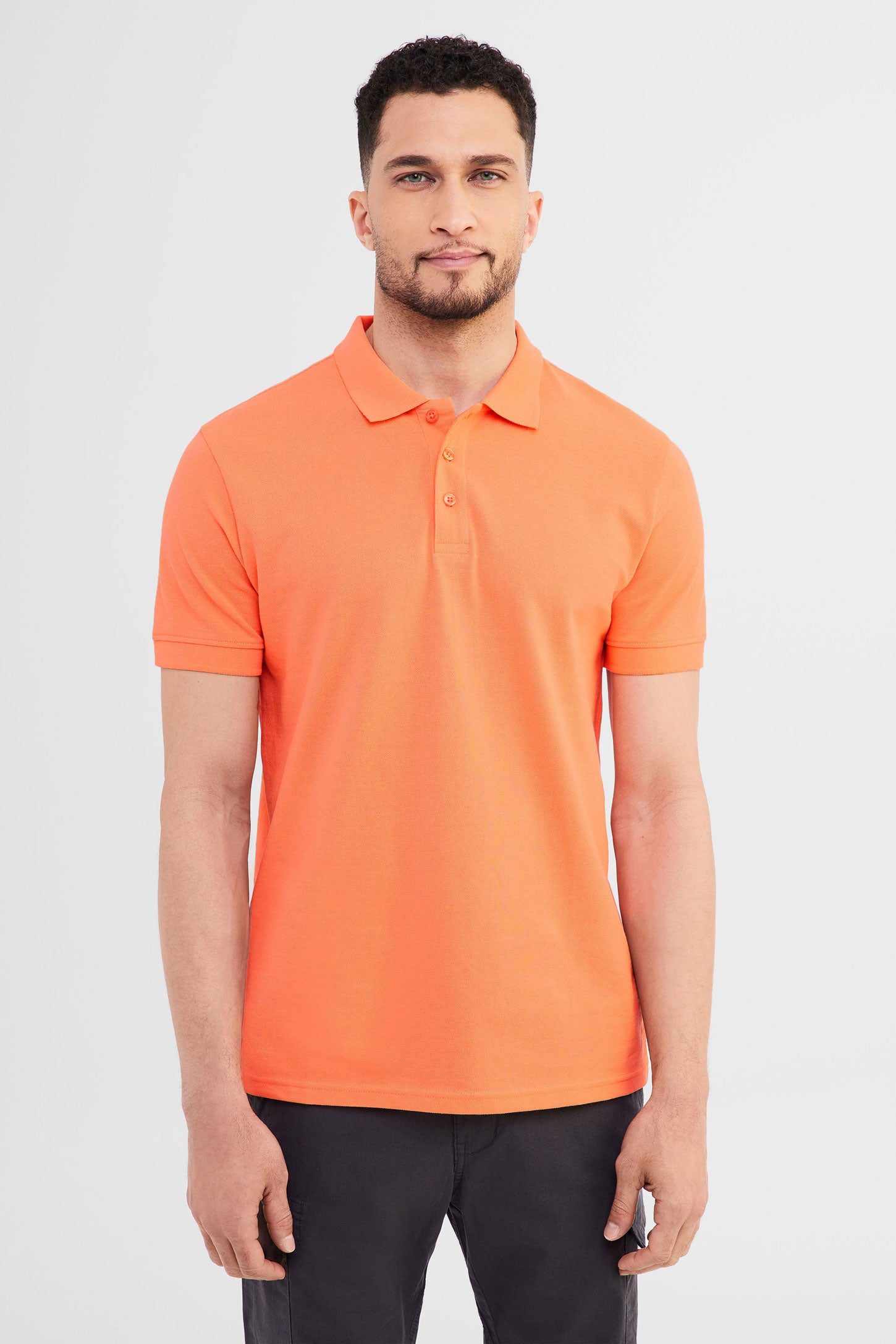 Prix pop, Polo manches courtes en coton piqué - Homme && CORAIL