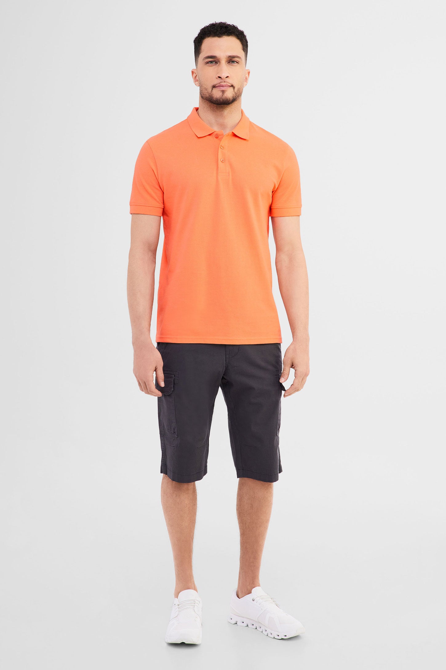 Prix pop, Polo manches courtes en coton piqué - Homme && CORAIL