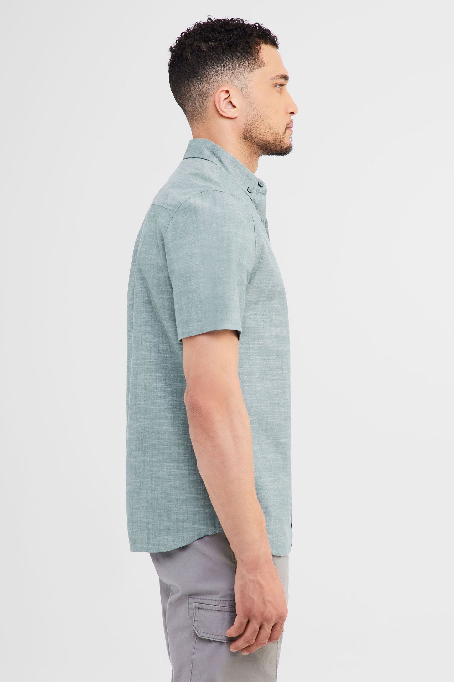 Chemise manches courtes en Coton - Homme && BLEU