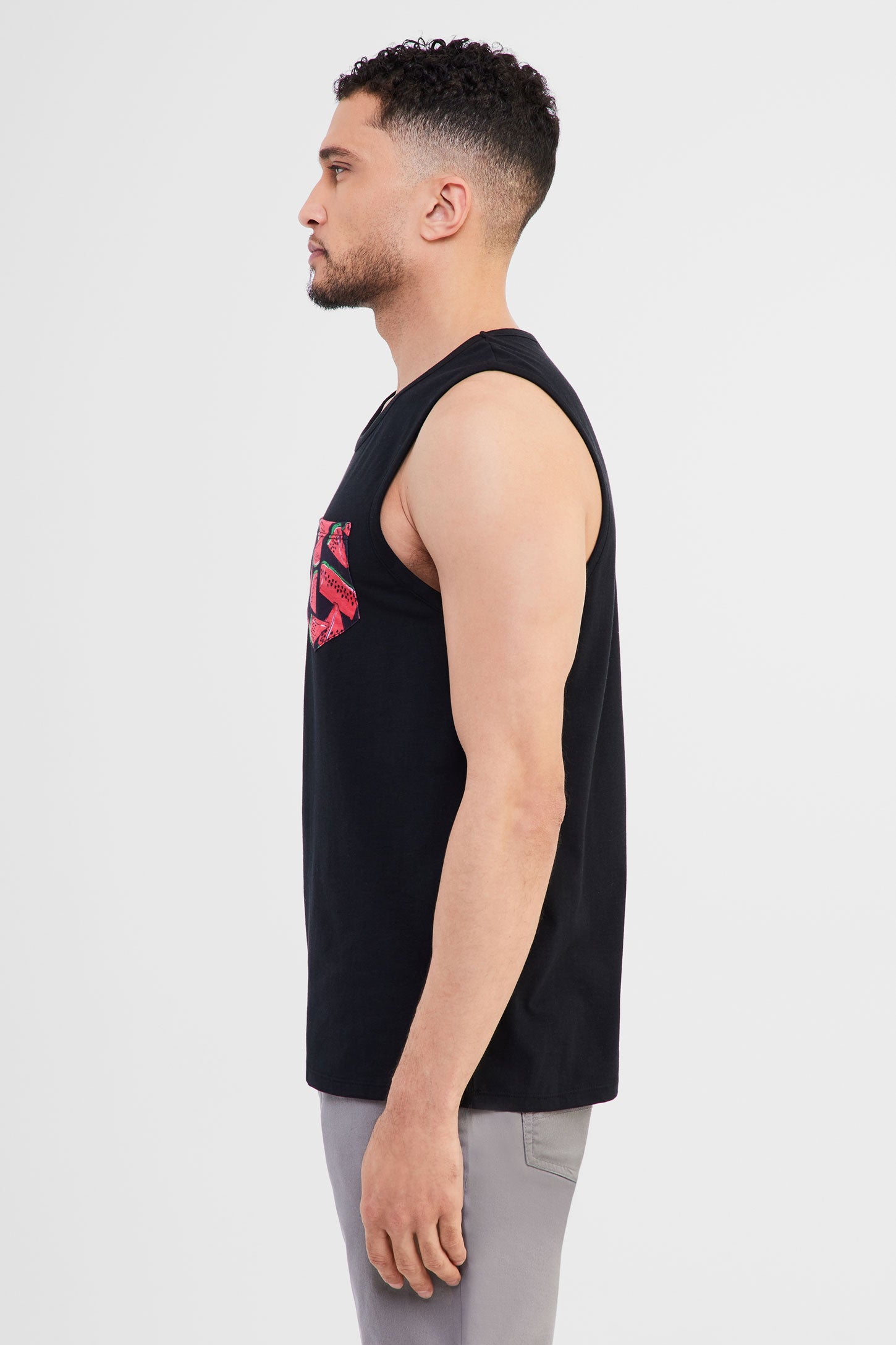 Camisole à poche en coton - Homme && NOIR