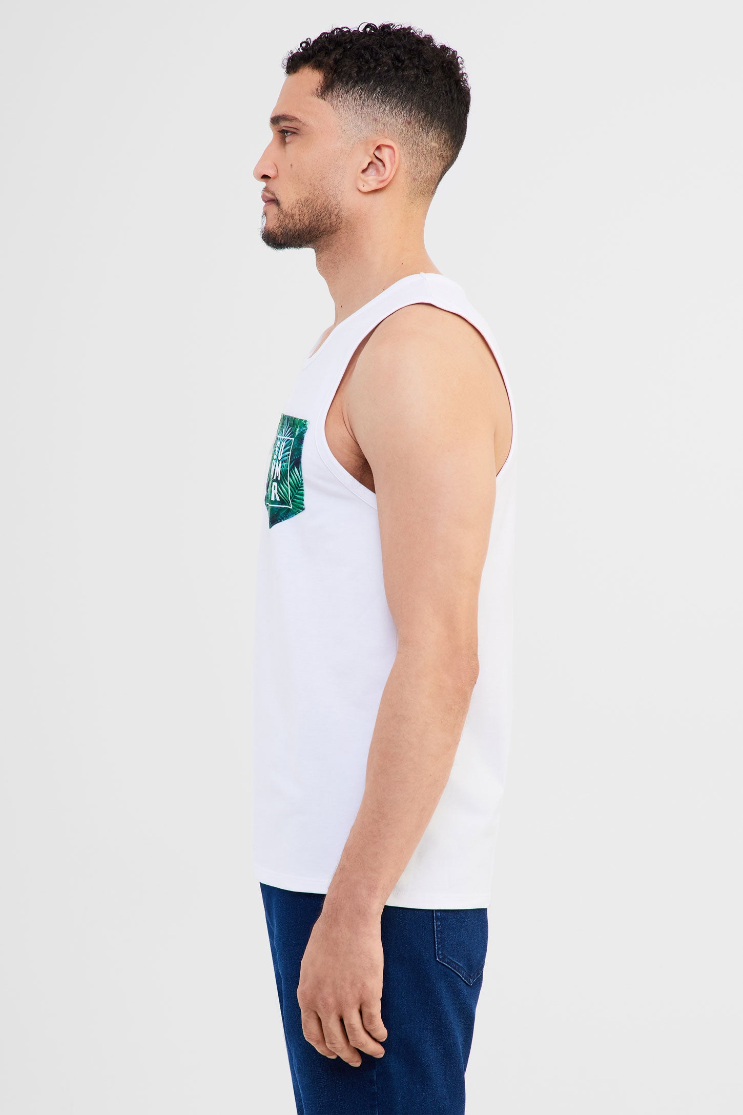 Camisole à poche en coton - Homme && BLANC