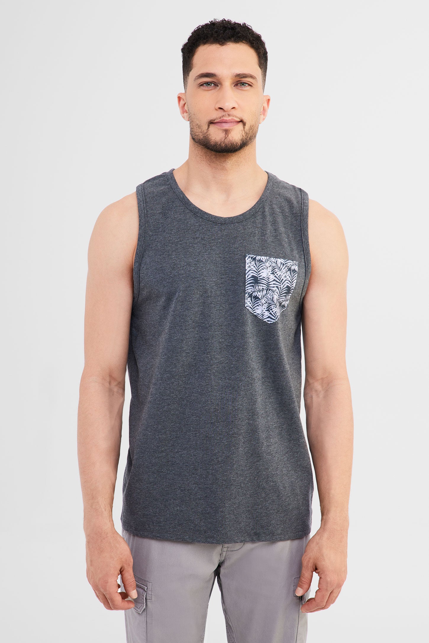 Camisole à poche en coton - Homme && CHARBON MIXTE