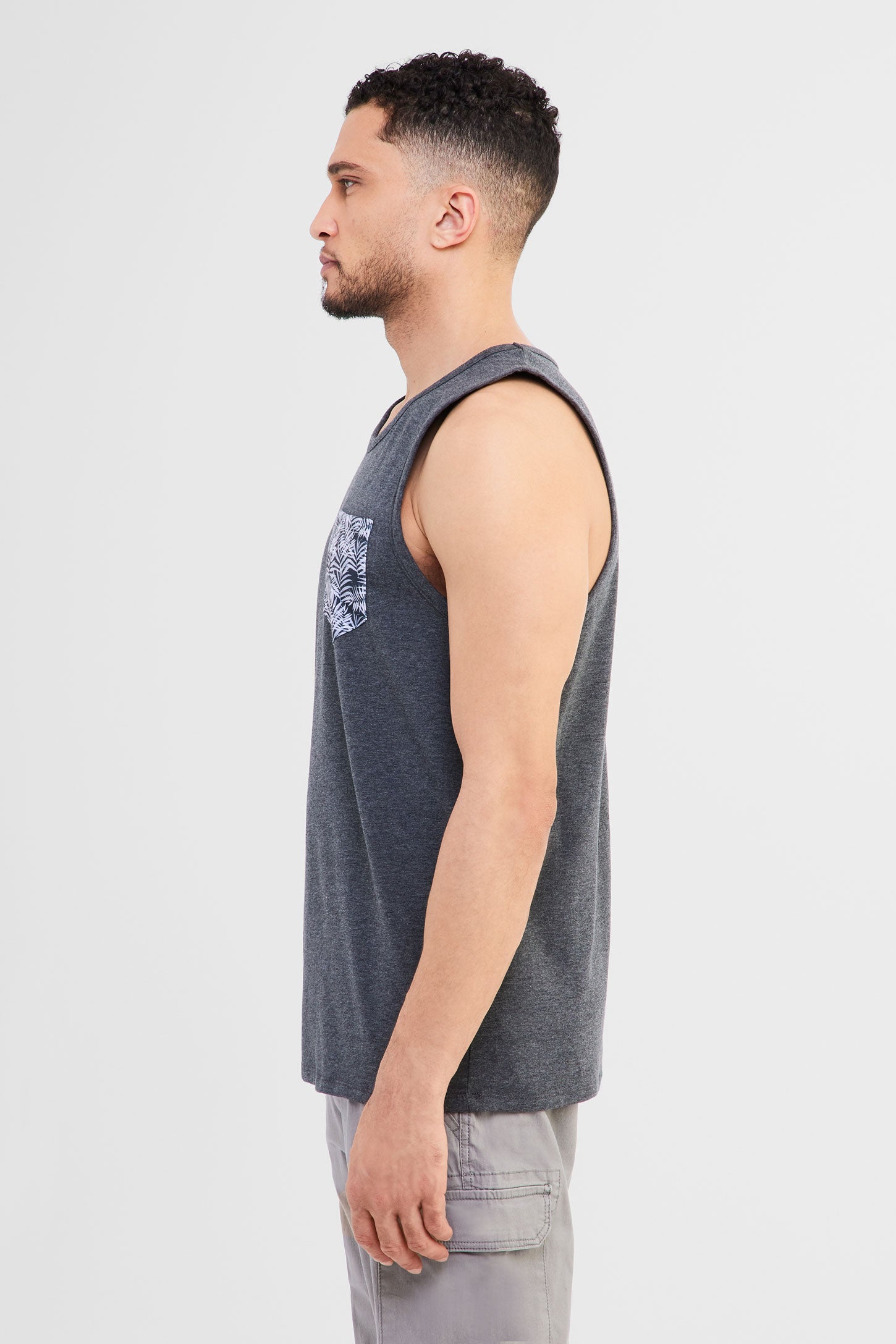 Camisole à poche en coton - Homme && CHARBON MIXTE