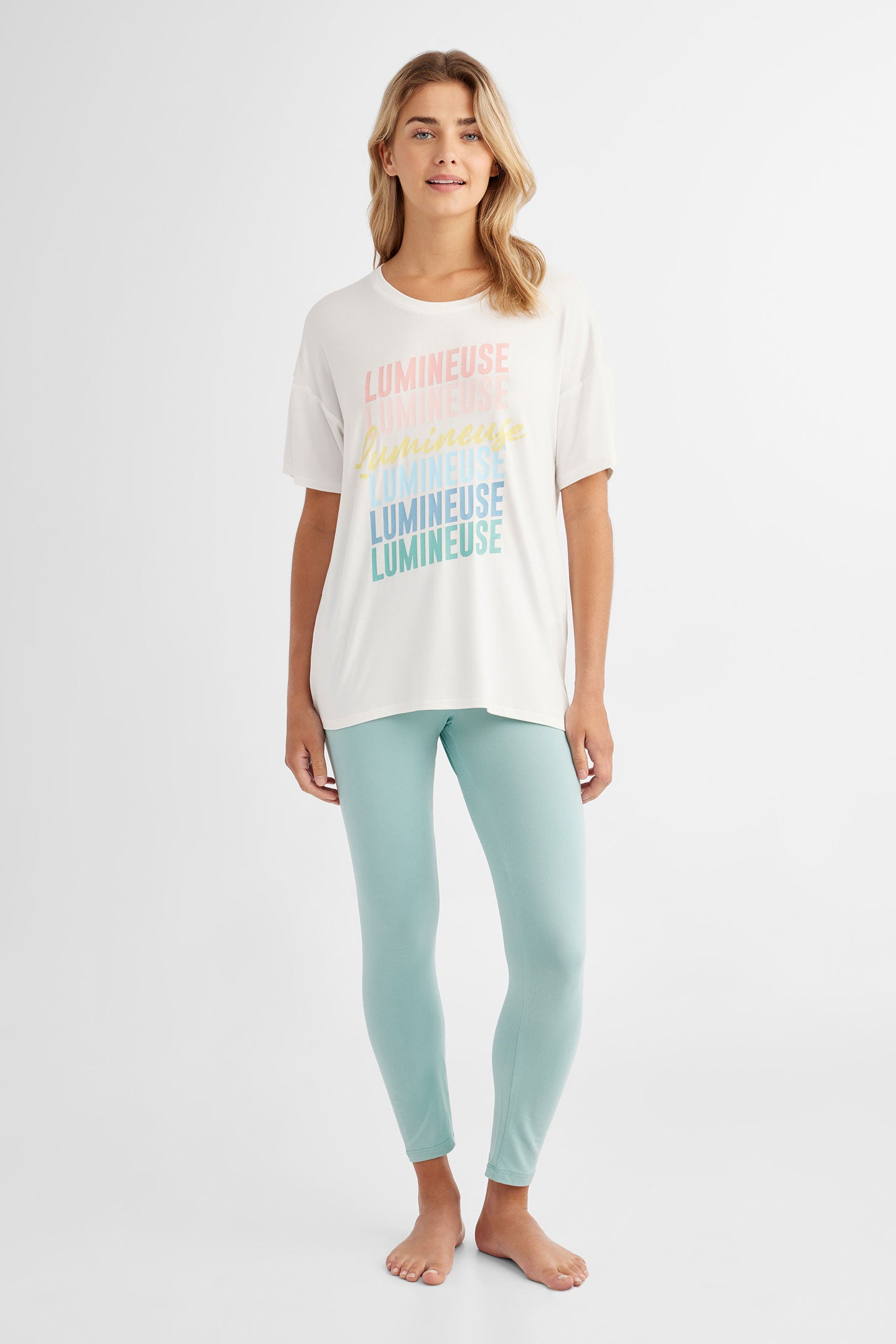 T-shirt pyjama ample - Femme && BLANC