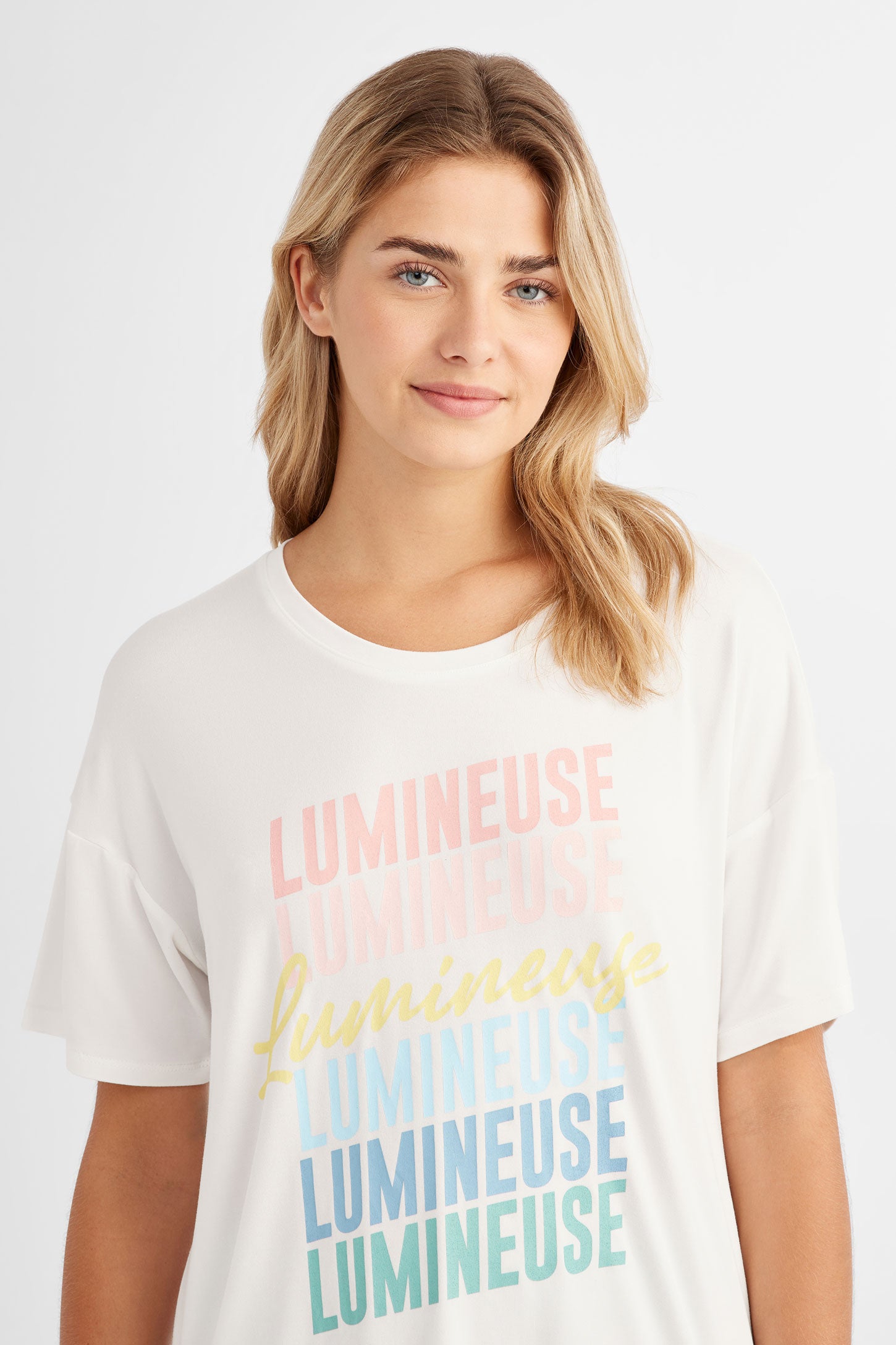 T-shirt pyjama ample - Femme && BLANC