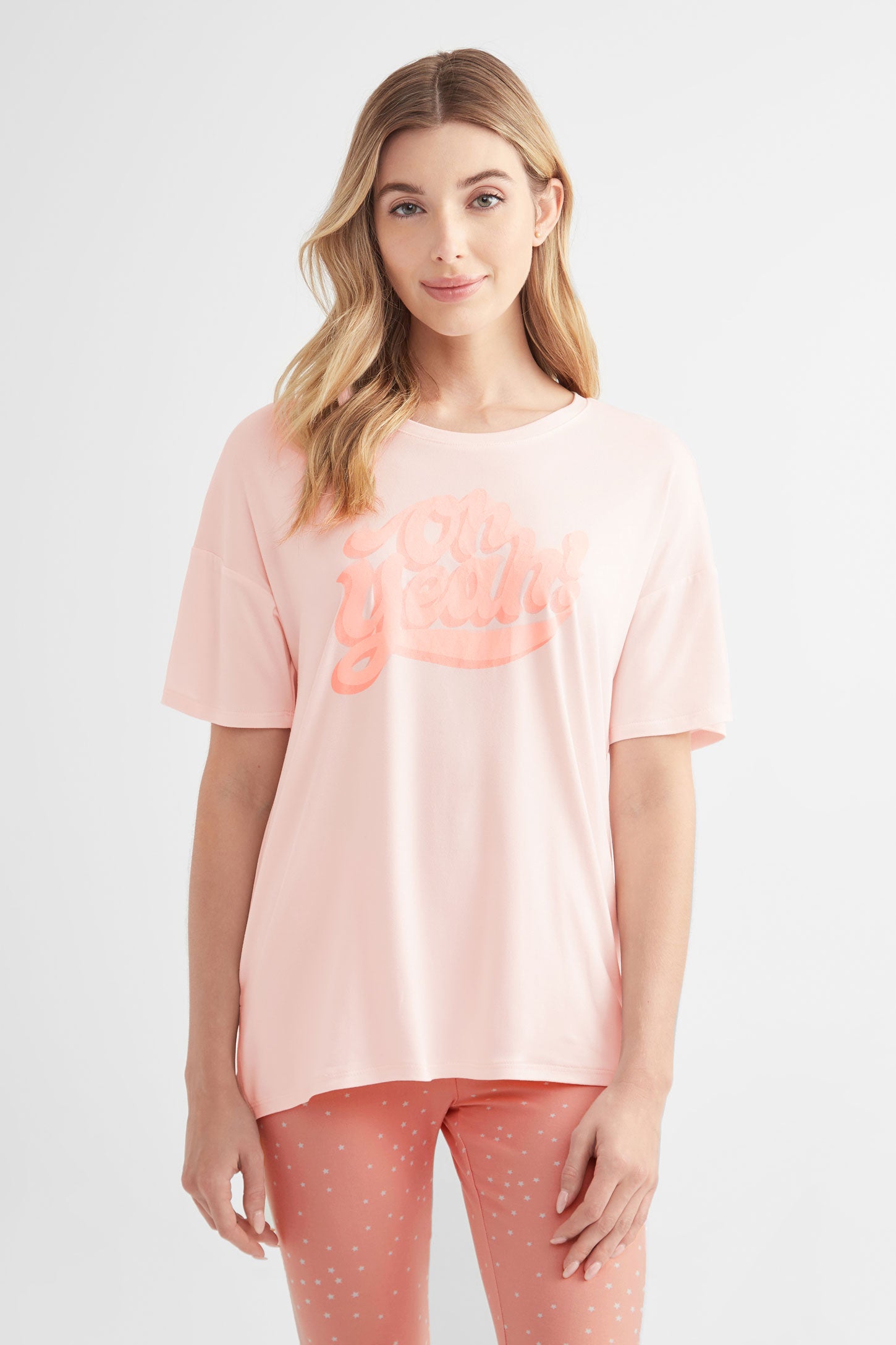 T-shirt pyjama ample - Femme && ROSE PALE