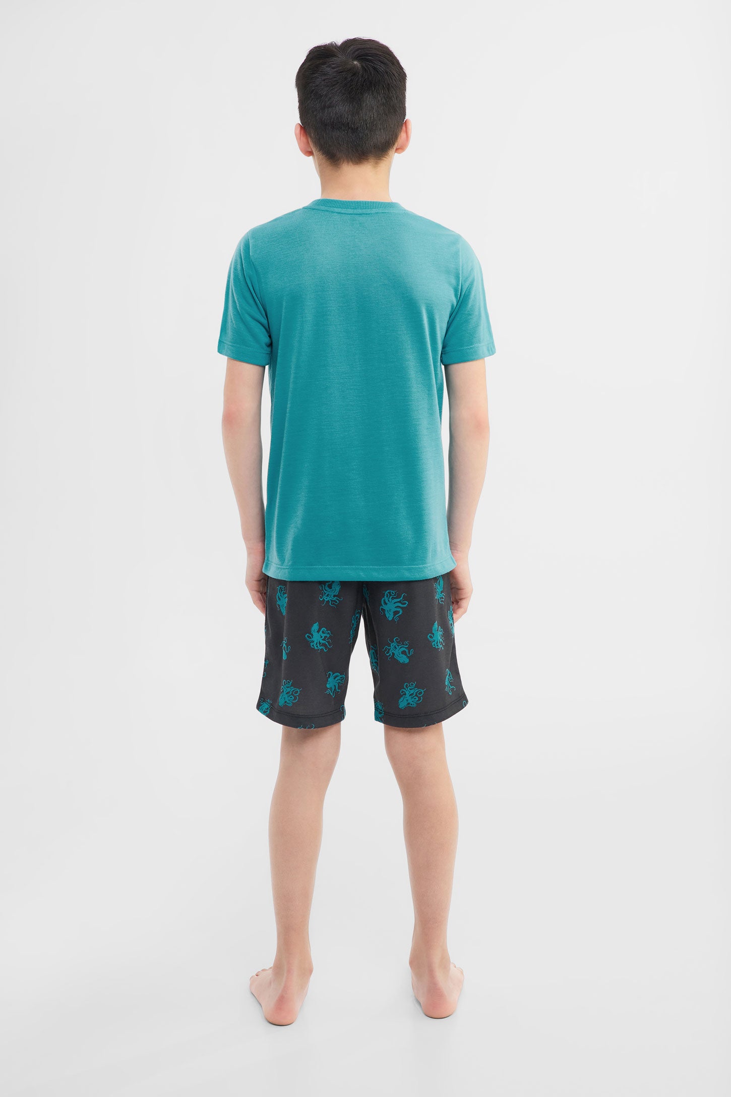 Pyjama 2-pièces t-shirt et short imprimé, 2/40$ - Ado garçon && TURQUOISE