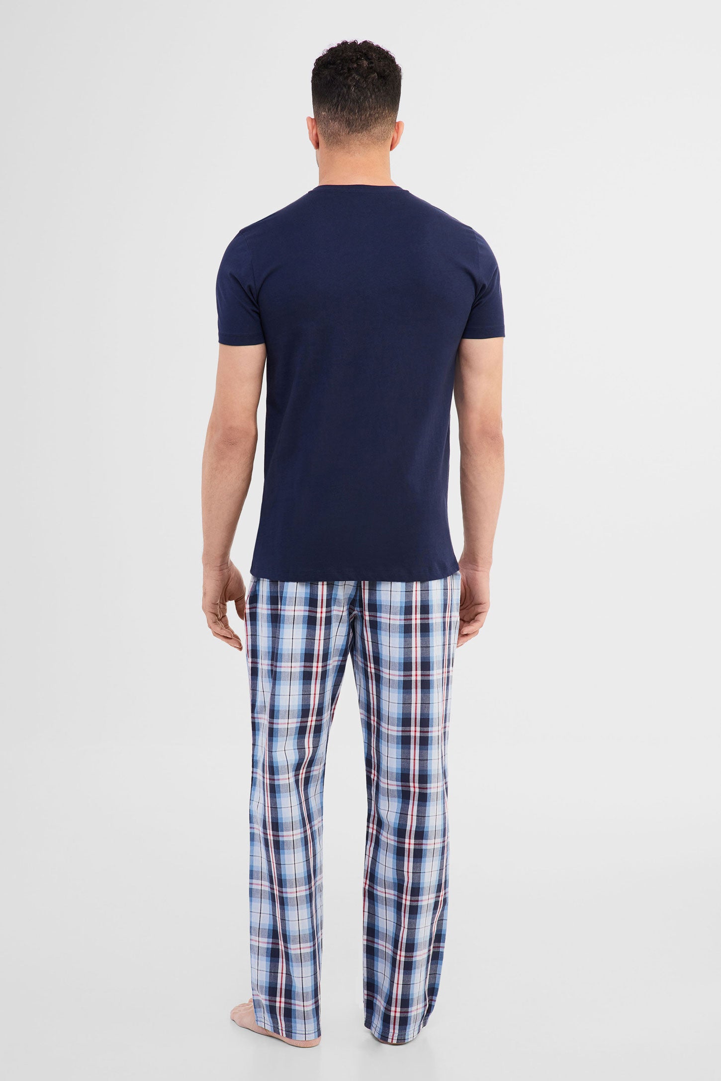 T-shirt Henley pyjama en coton - Homme && MARIN