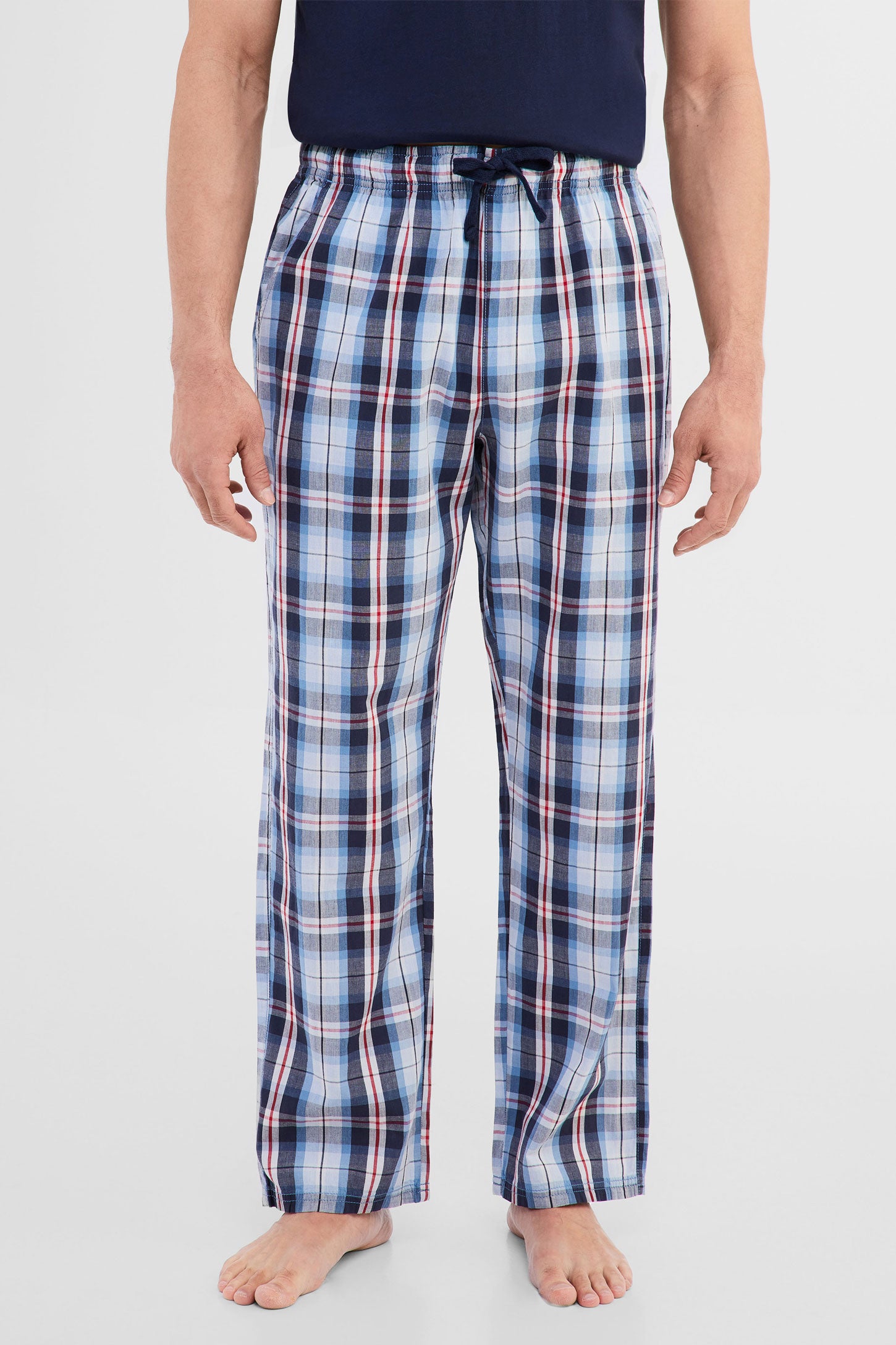 Pantalon pyjama imprimé en coton - Homme && BLEU MULTI
