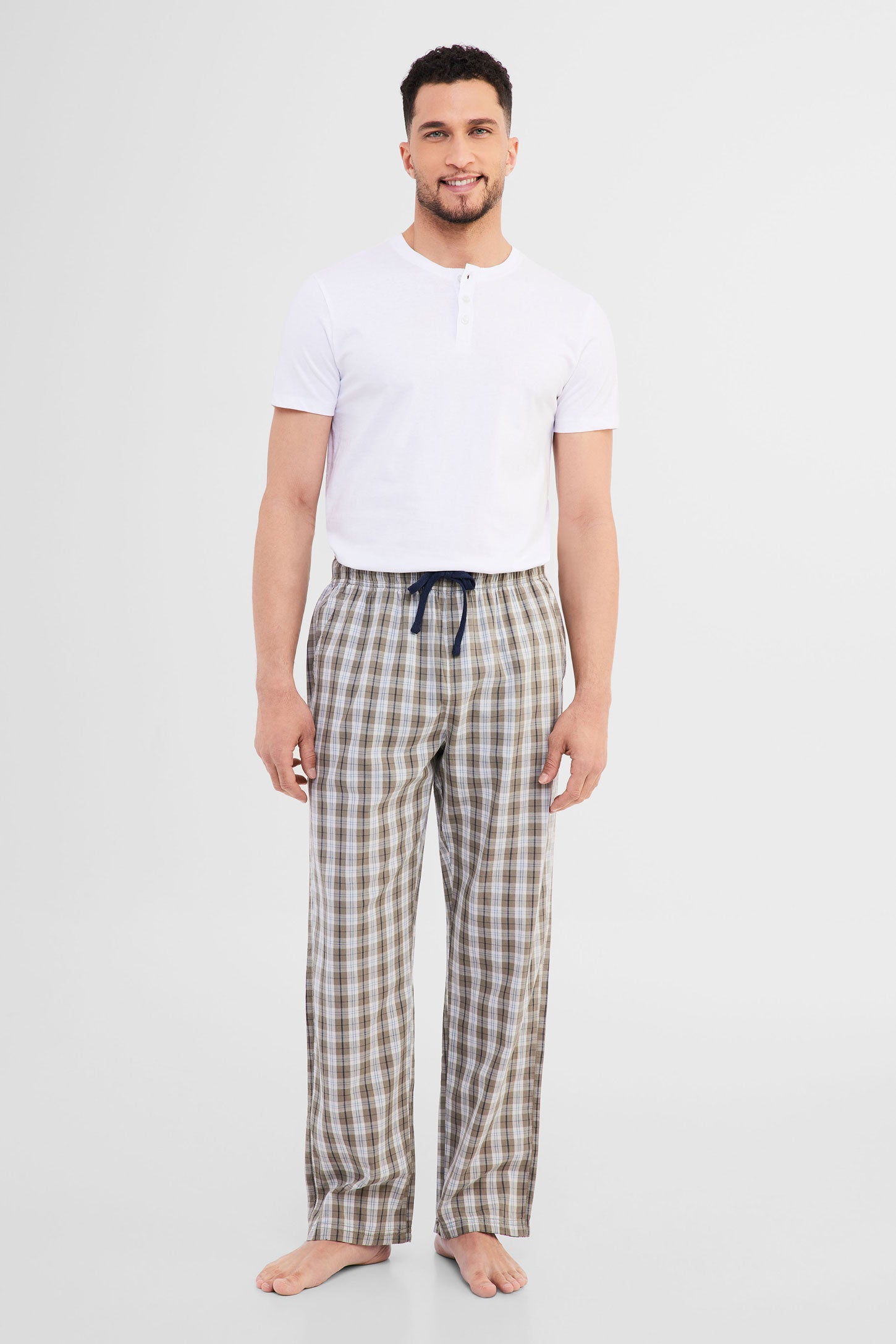 Pantalon pyjama imprimé en coton - Homme && VERT/MULTI