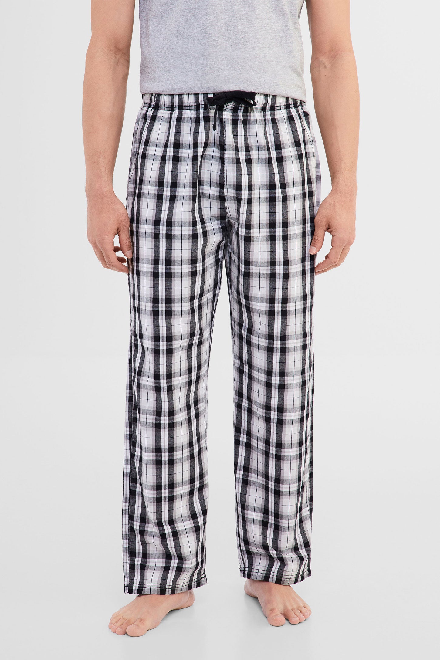 Pantalon pyjama imprimé en coton - Homme && COMBO NOIR