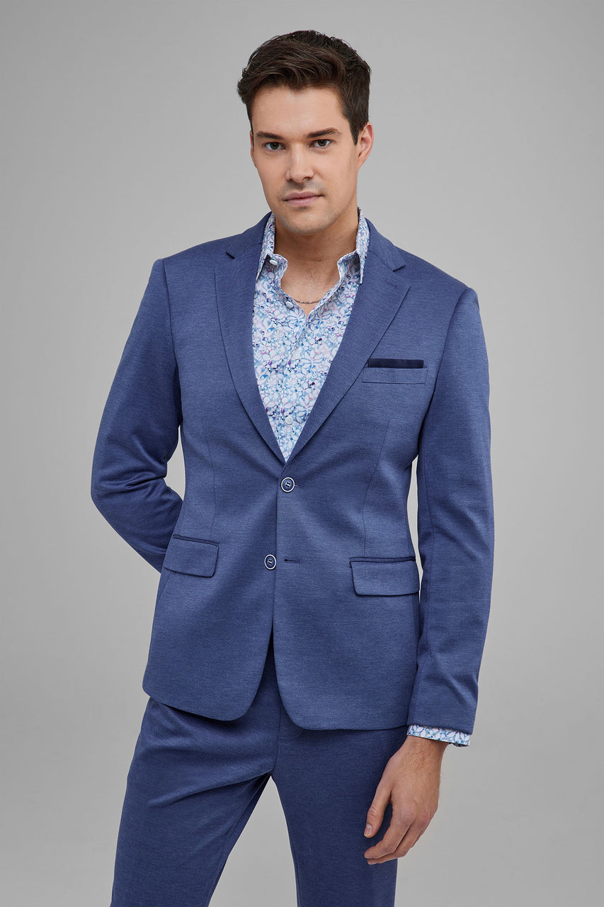 Veston coupe semi-ajustée tricot - Homme && BLEU