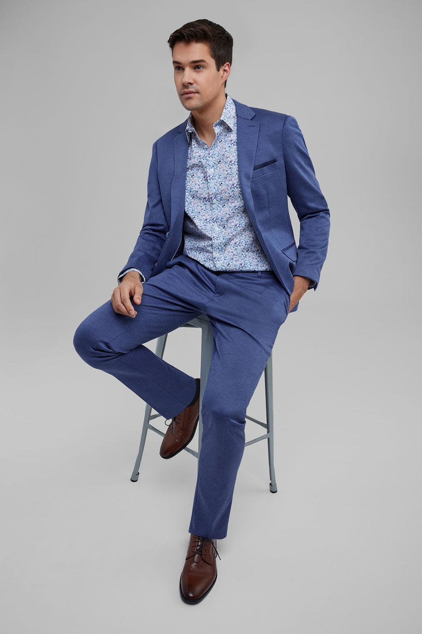 Veston coupe semi-ajustée tricot - Homme && BLEU