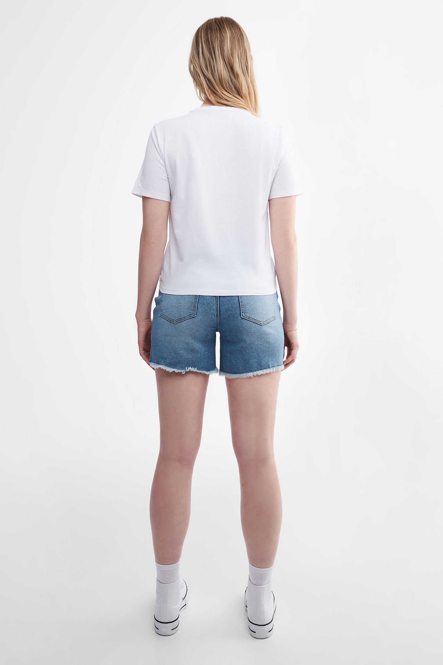 T-shirt froncé et délavé en coton - Femme && BLANC