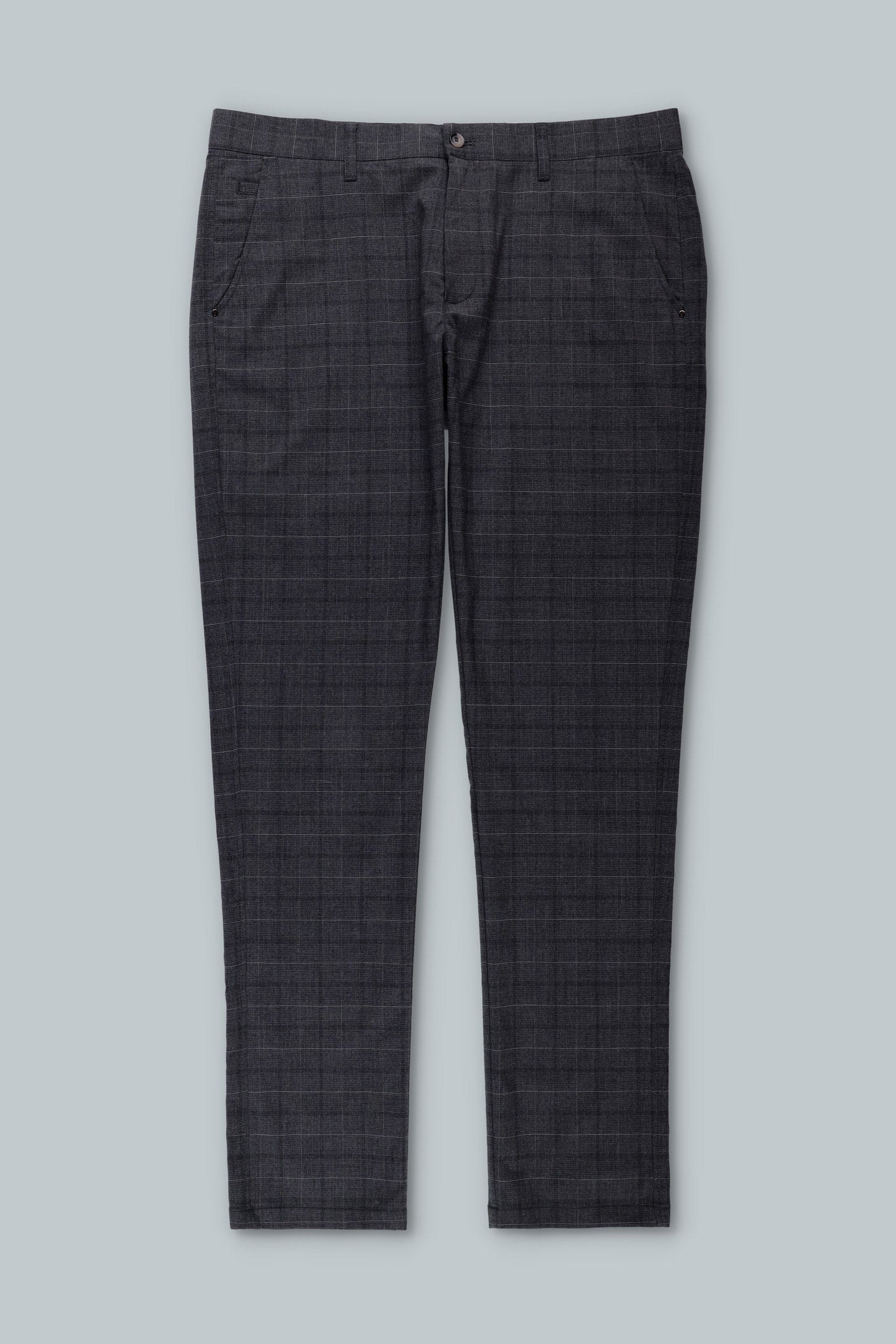 Pantalon coupe ajustée à carreaux - Homme && NOIR