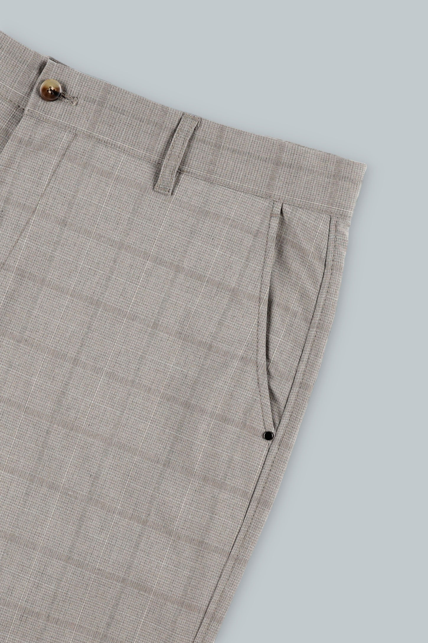 Pantalon coupe ajustée à carreaux - Homme && BEIGE