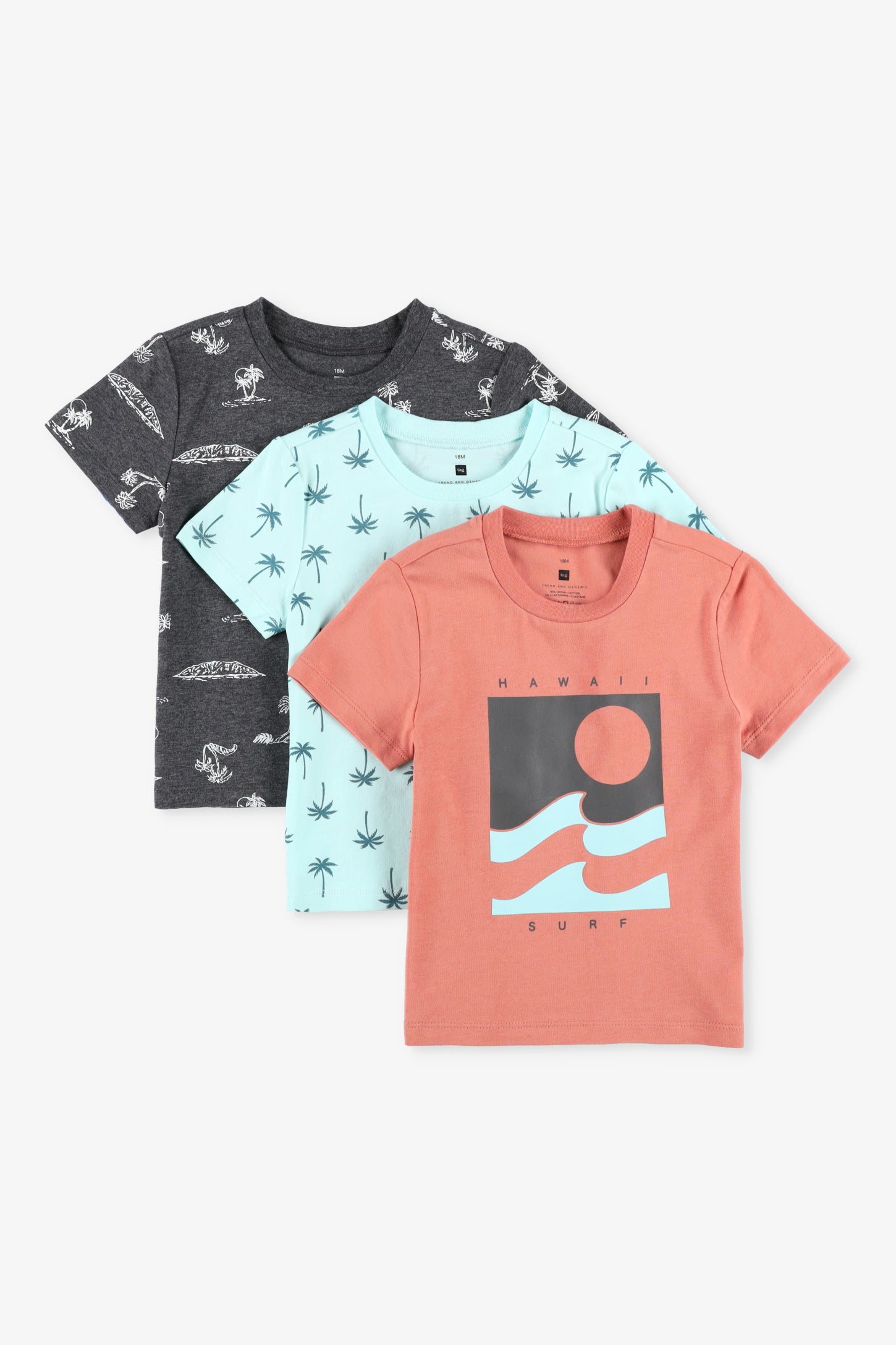 Prix pop, Lot de 3 t-shirts en coton - Bébé garçon && ORANGE