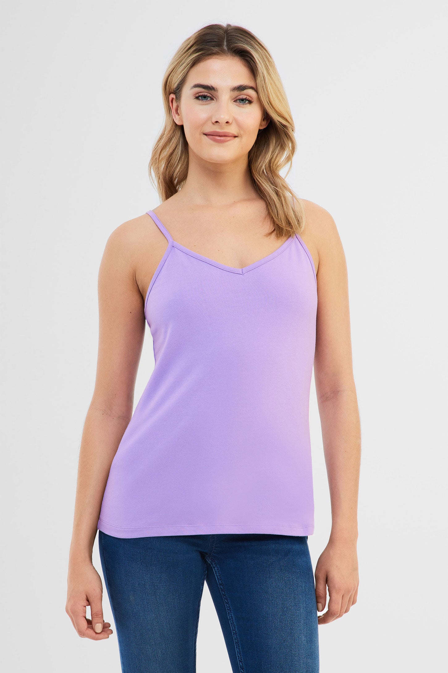 Prix pop, Camisole encolure en V à bretelles fines - Femme && LILAS