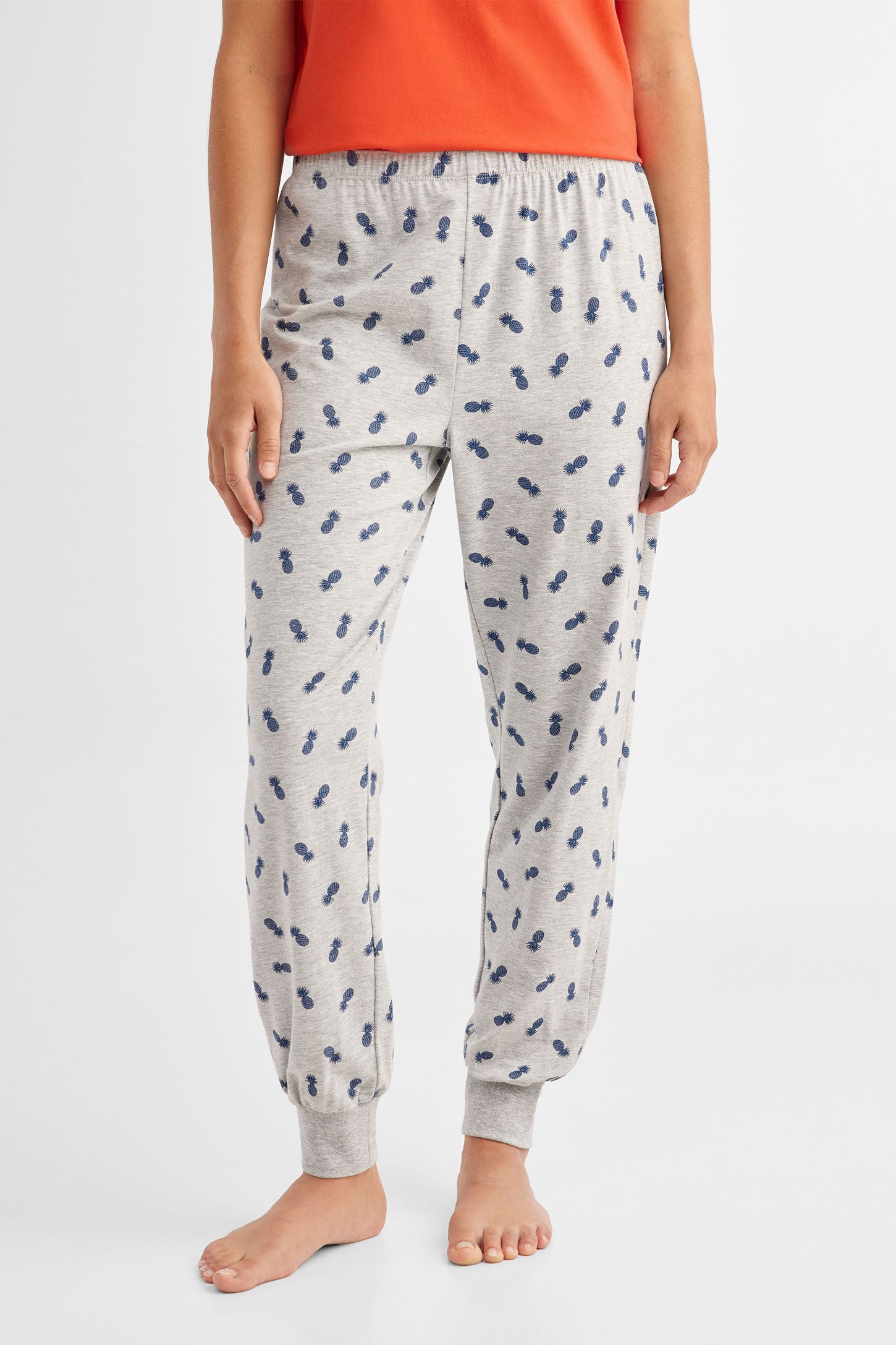 Pantalon pyjama en coton - Femme && GRIS MULTI