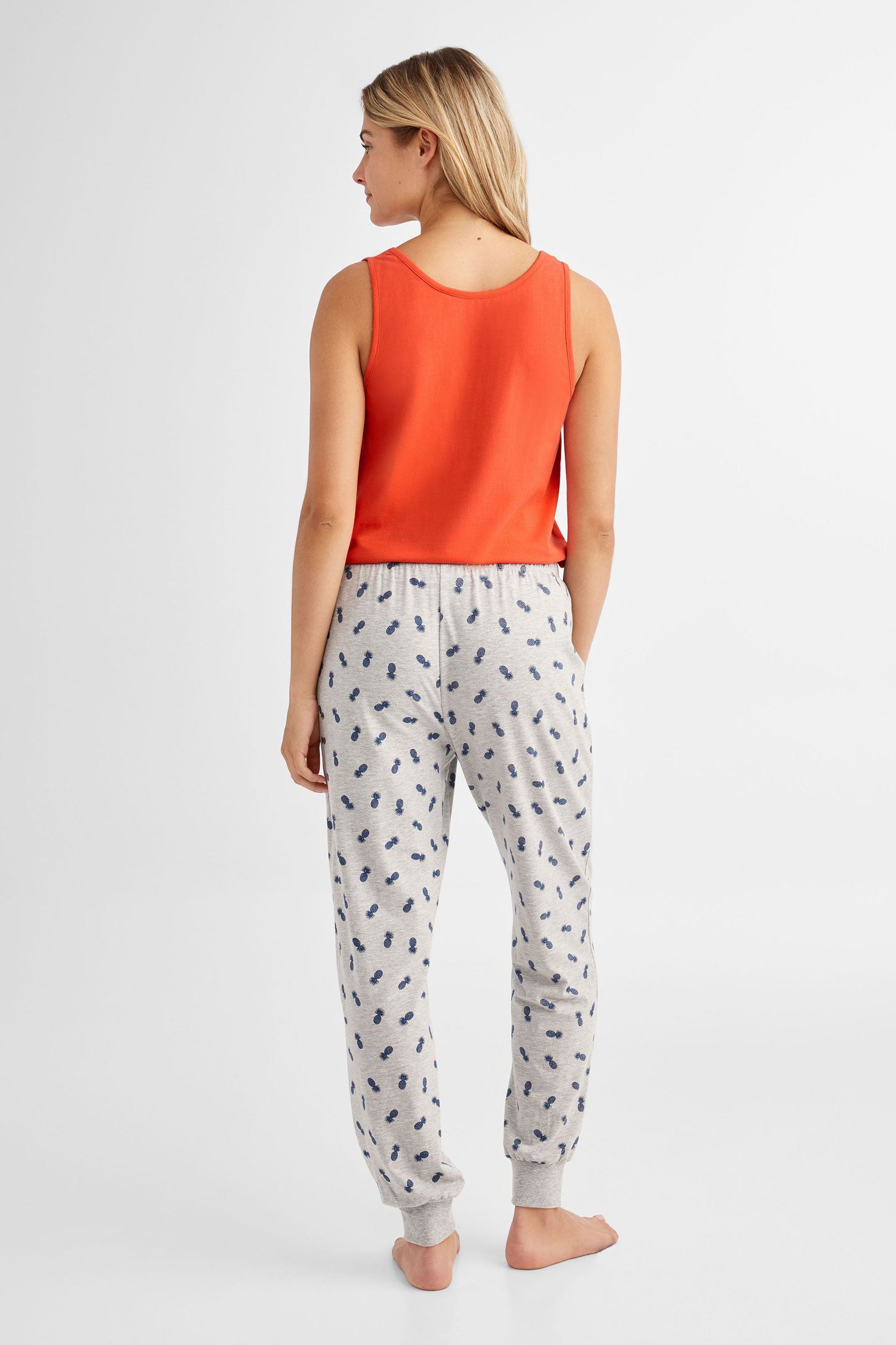 Pantalon pyjama en coton - Femme && GRIS MULTI