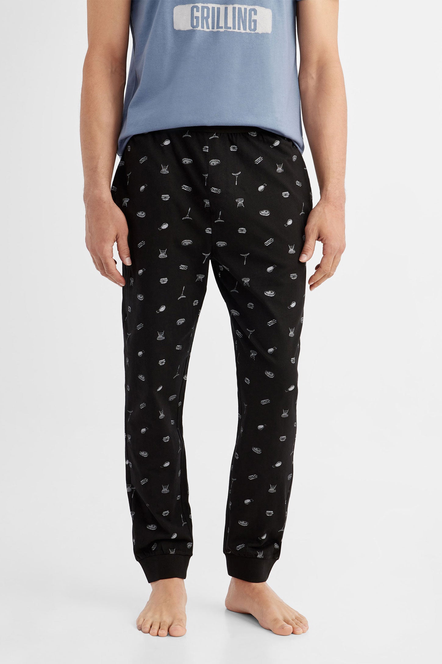 Pantalon pyjama en coton, 2/50$ - Homme && COMBO NOIR