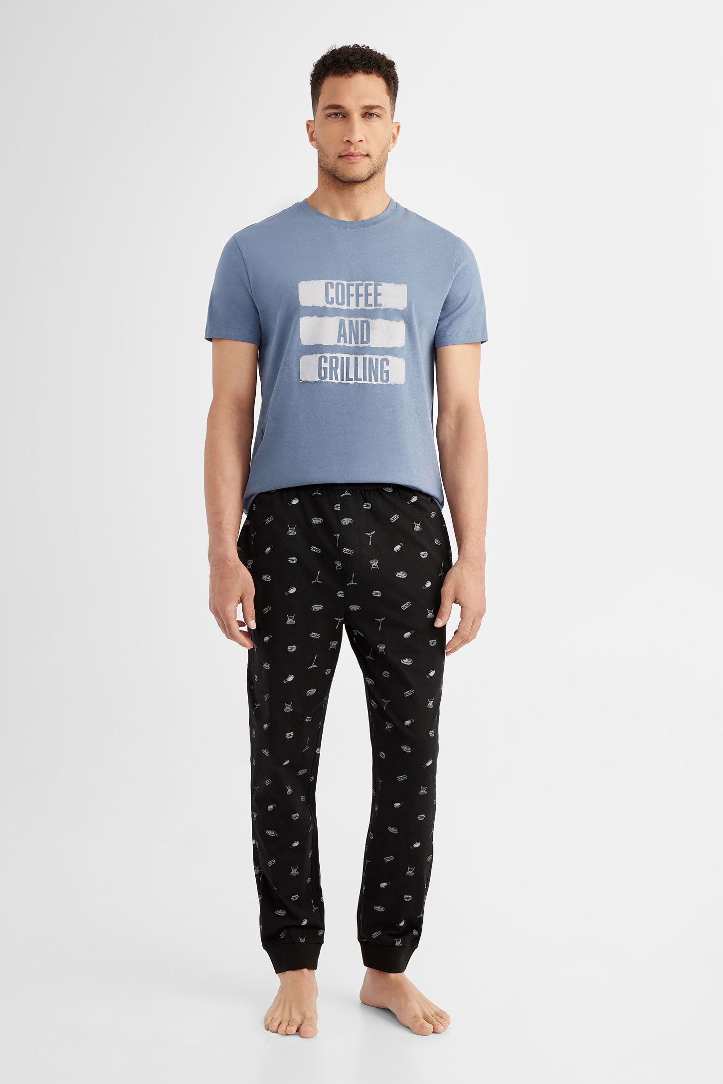 Pantalon pyjama en coton, 2/50$ - Homme && COMBO NOIR
