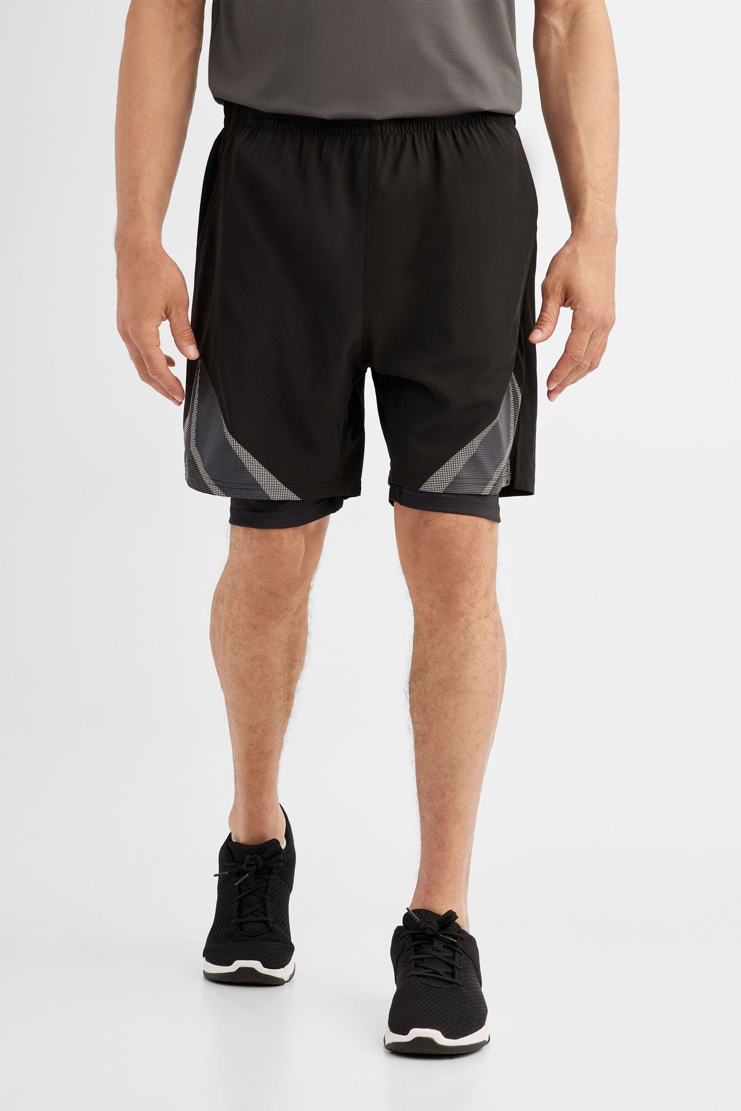 Running Men's Drawstring Waist Two-In-One Athletic Shorts With Letter Print