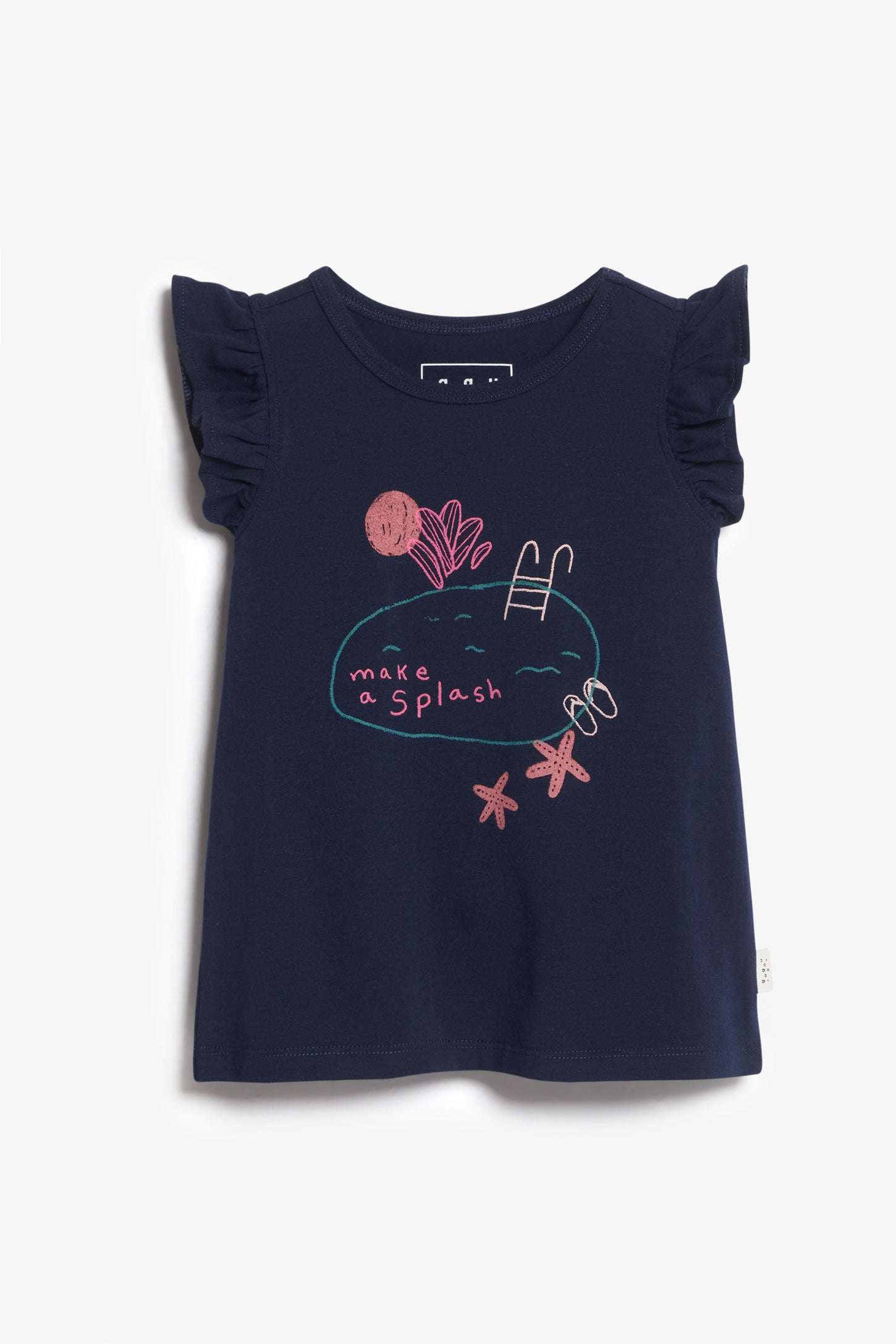 T-shirt manches volants en coton - Bébé fille && MARIN