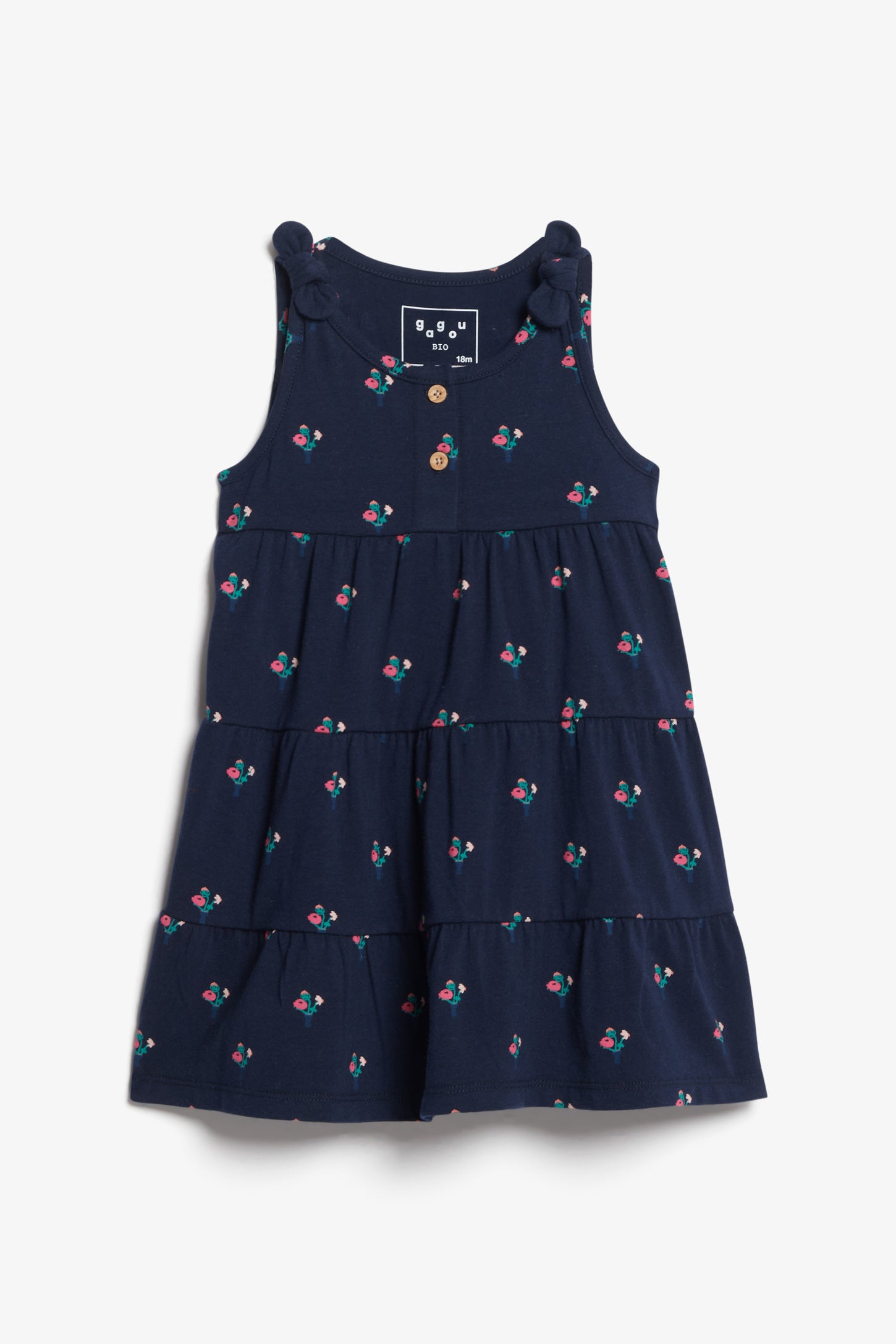 Robe à volants étagés en coton - Bébé fille && MARIN/MULTI