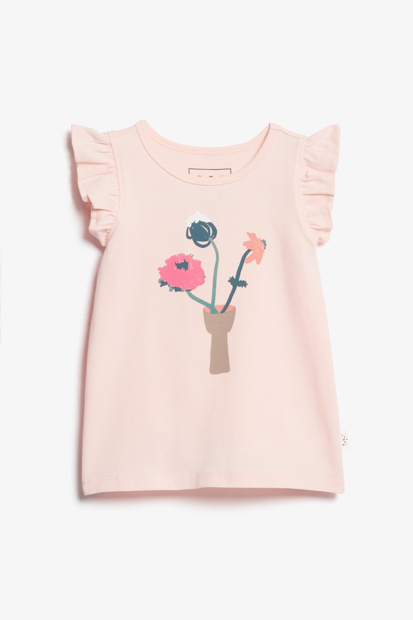 T-shirt manches volants en coton, 2T-3T - Bébé fille && ROSE PALE