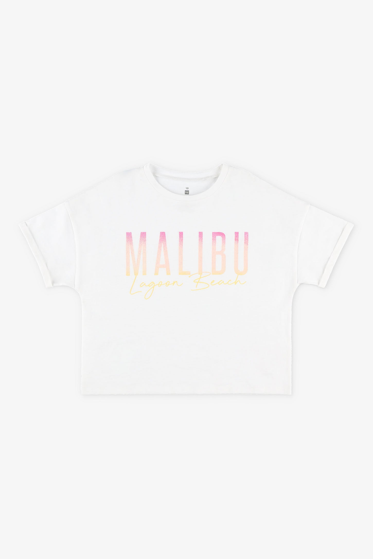 T-shirt col rond imprimé en coton, 2/25$ -Ado fille && BLANC