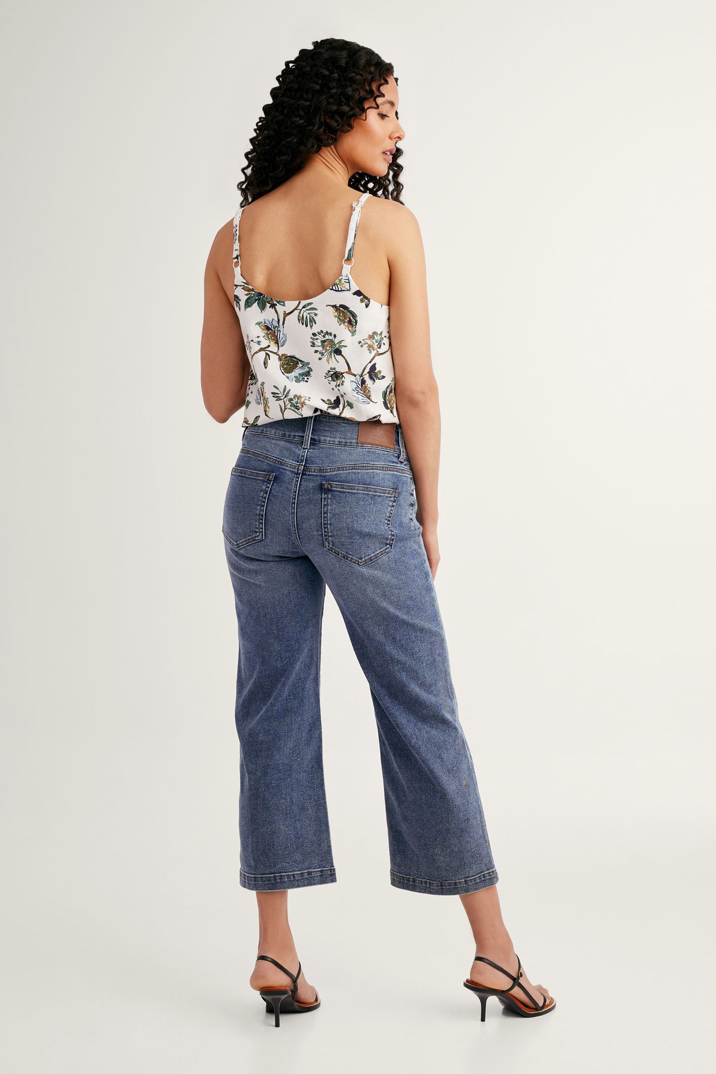 Jeans coupe écourtée évasée - Femme && DENIM MOYEN