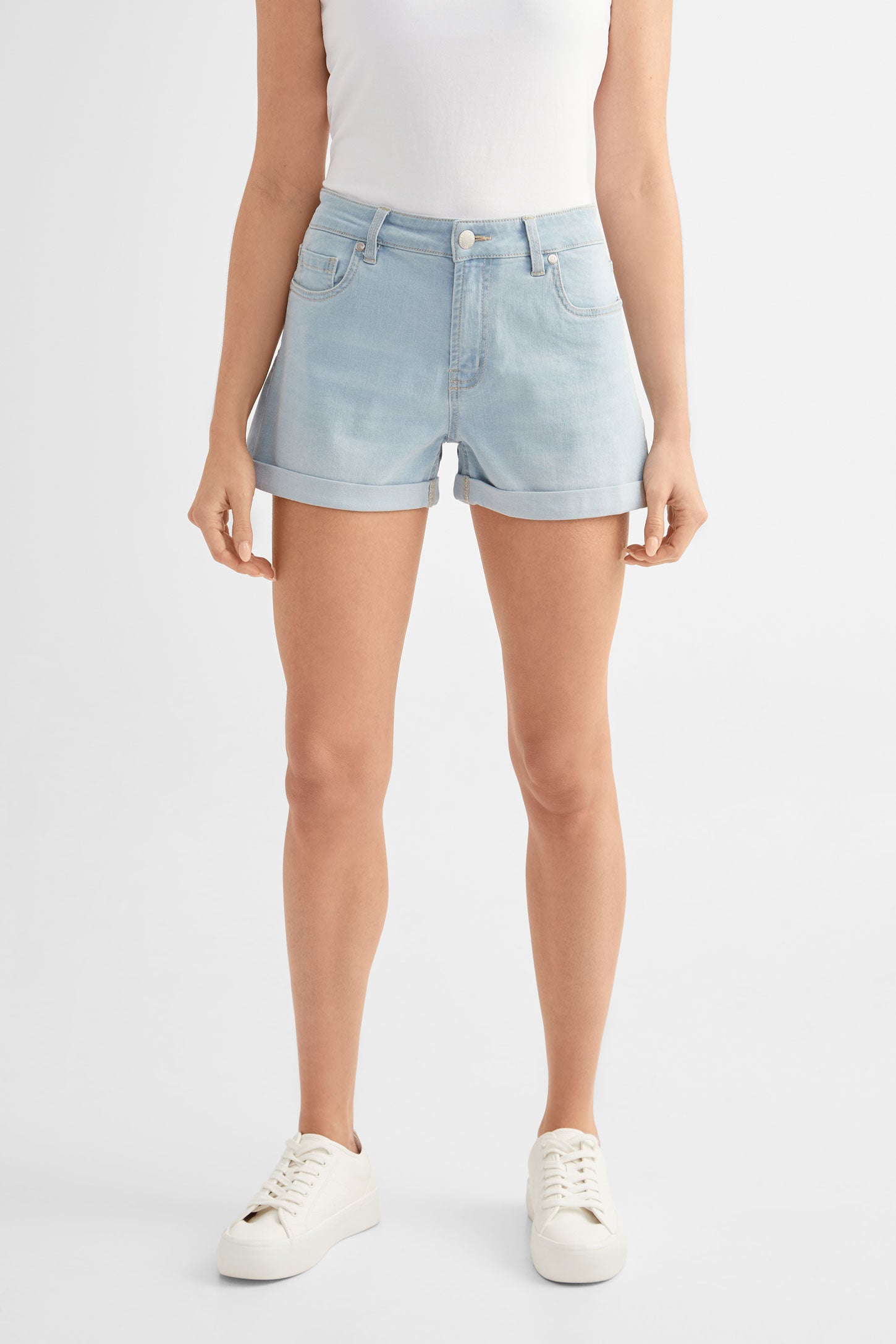 Short 5 poches en jean - Femme && DENIM PALE
