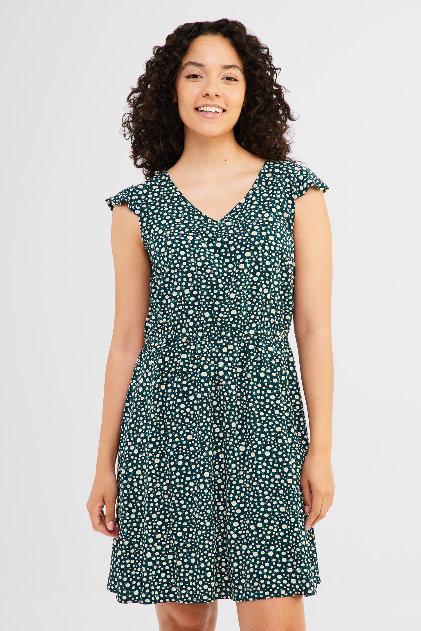 Robe semi-ajustée imprimée en Challis - Femme && MARIN/MULTI